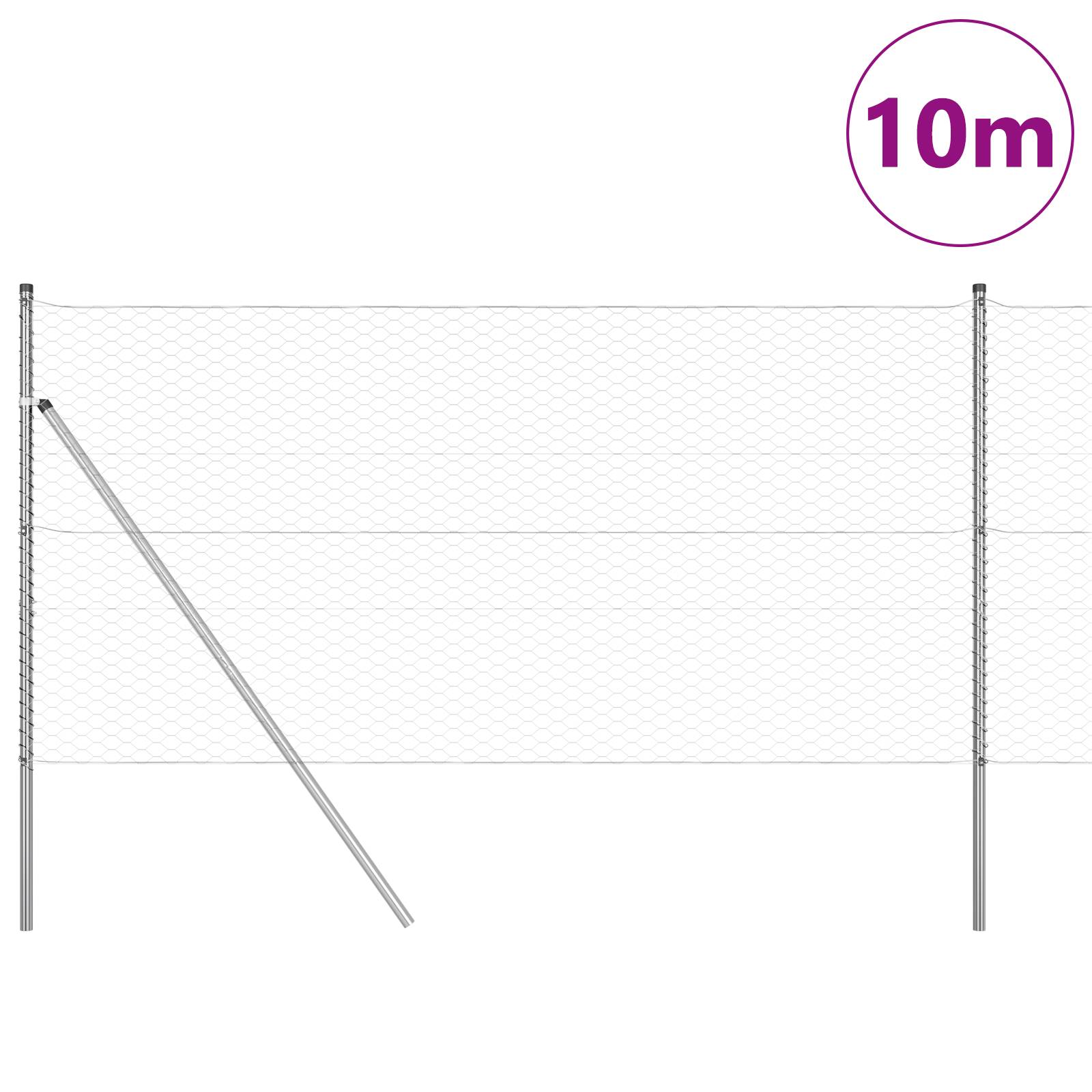 vidaXL Sechseckzaun 1,4x10 m Verzinkter Stahl