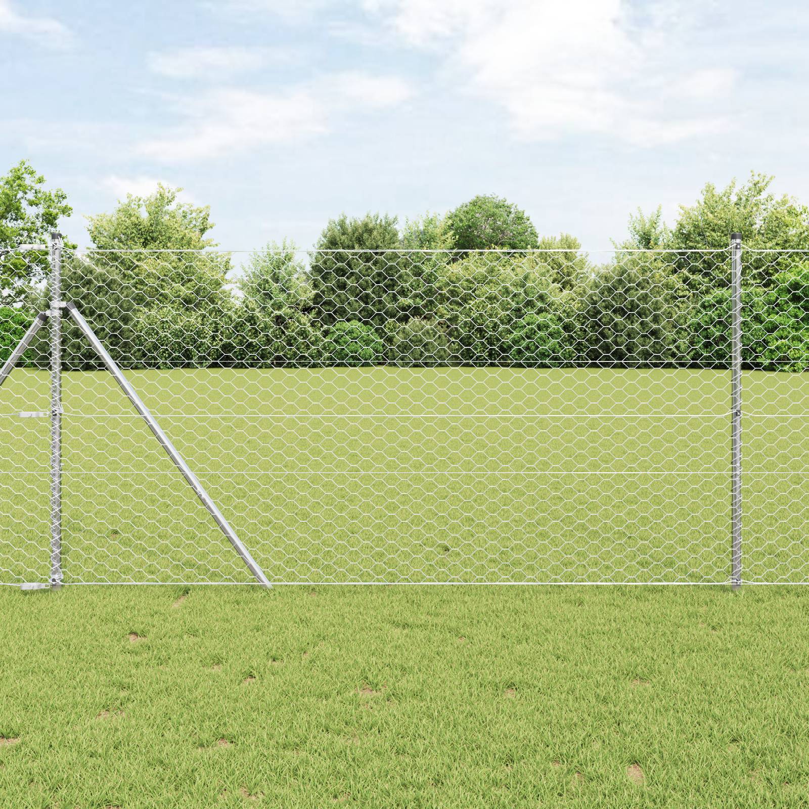 vidaXL Sechseckzaun 1,4x25 m Feuerverzinkter Stahl