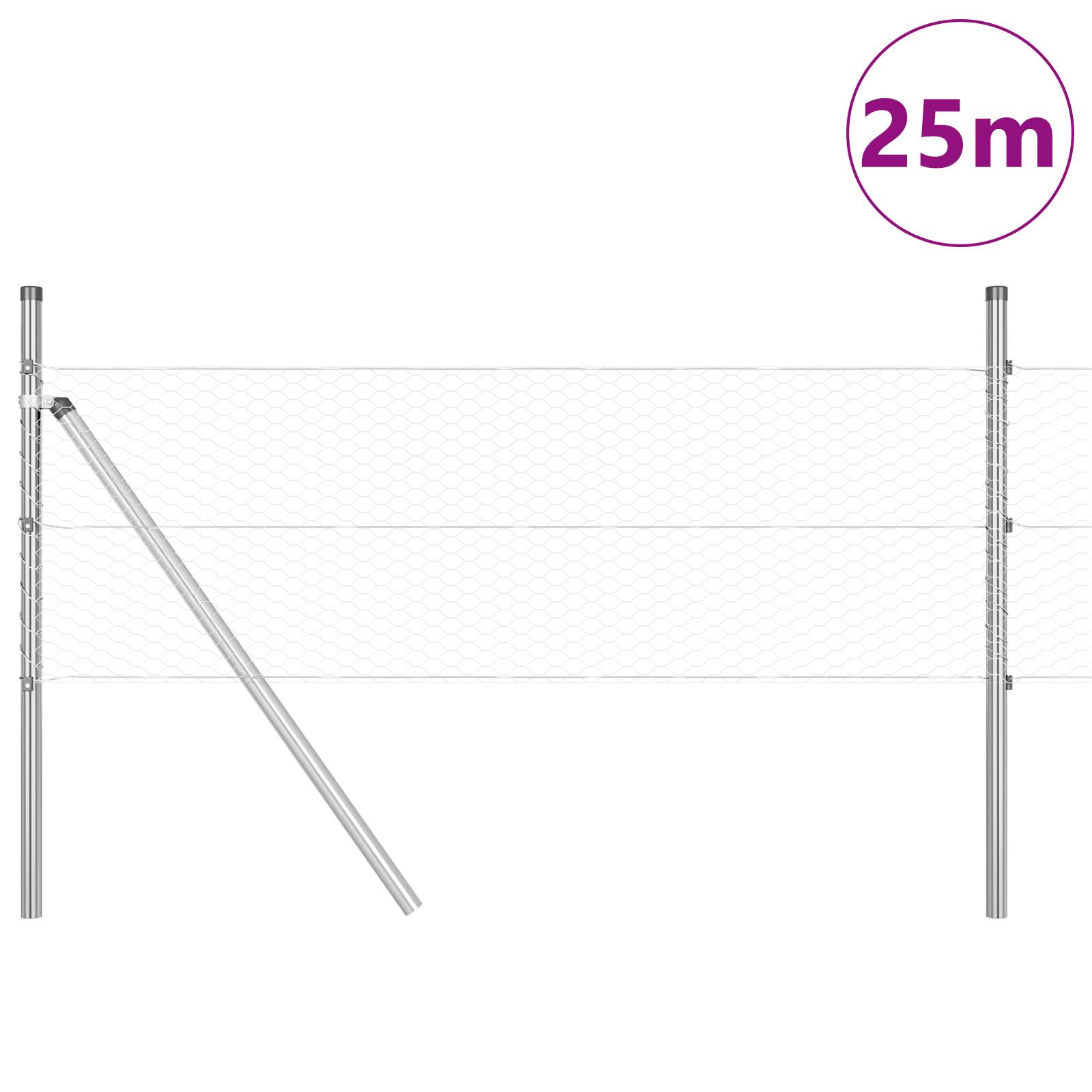 vidaXL Sechseckzaun 0,8x25 m Verzinkter Stahl
