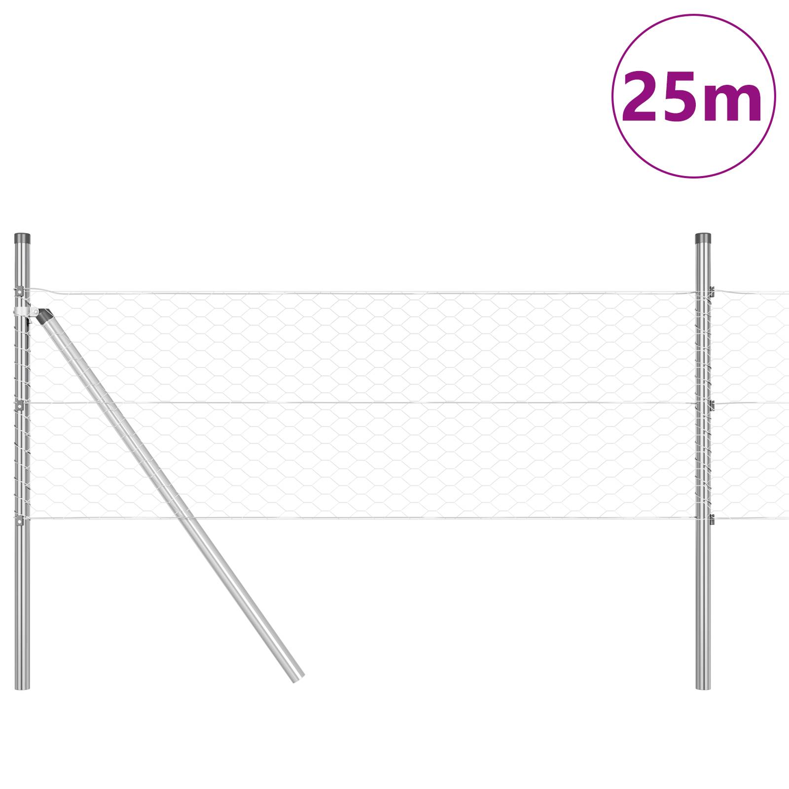vidaXL Sechseckzaun 0,4x25 m Verzinkter Stahl