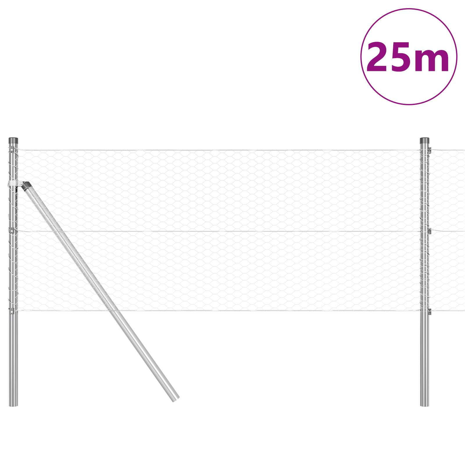 vidaXL Hexagonzaun 0.6x25 m aus verzinktem Stahl