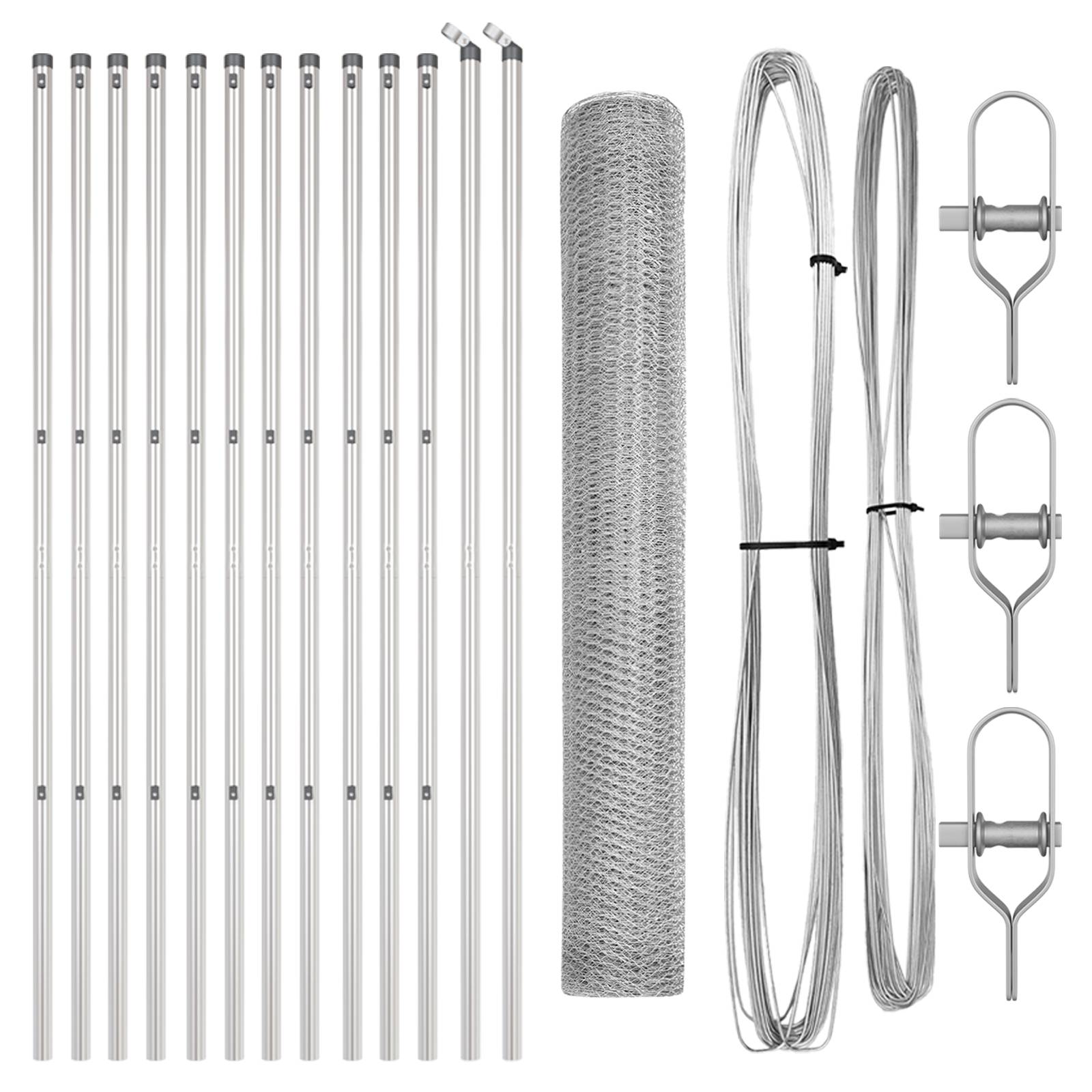 vidaXL Zaunset Set aus 2 Verzinkter Stahl 25 m Langlebig Outdoor Zaun
