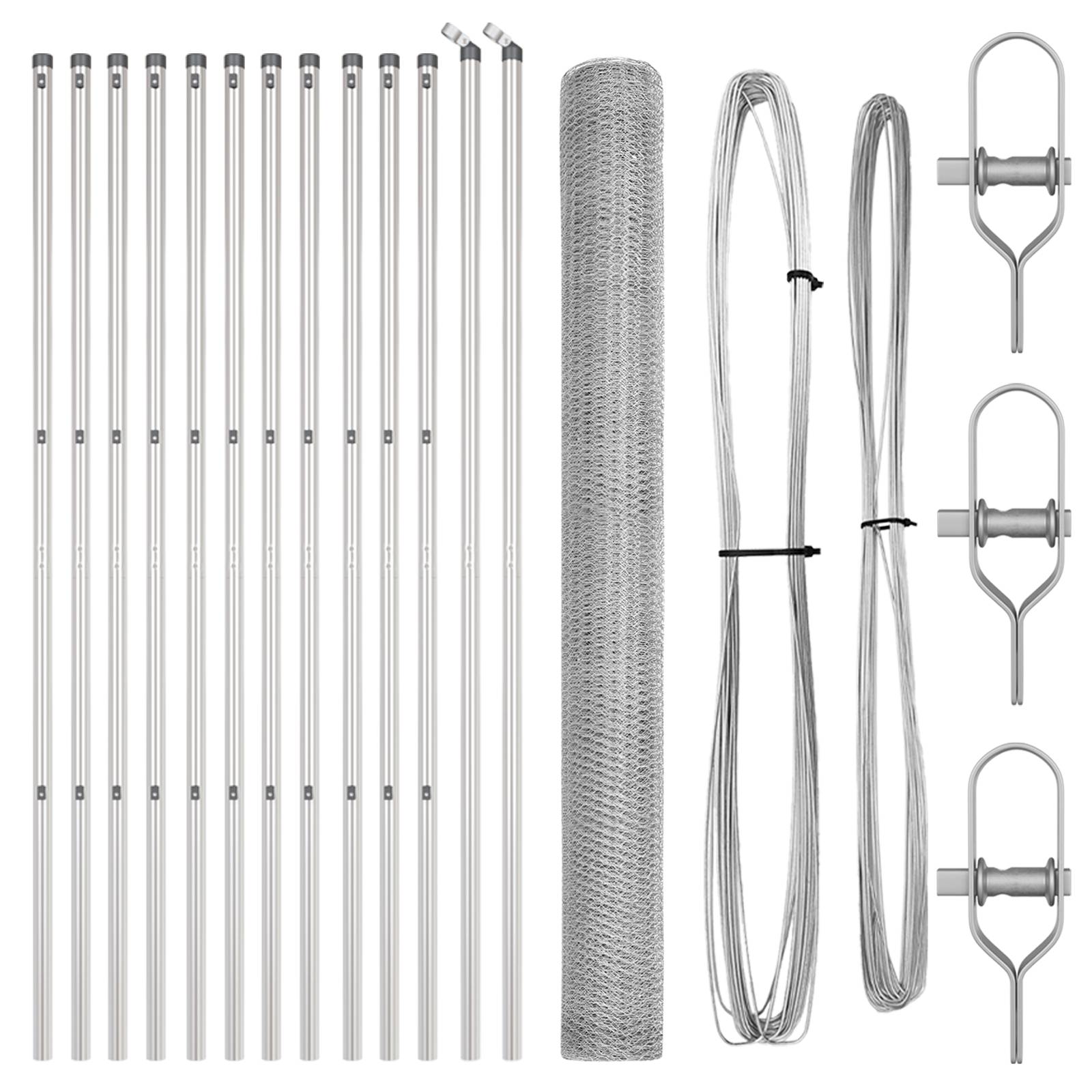 vidaXL Zaun Set 2er Set Feuerverzinkter Stahl 25 x 1,5 m Langlebig