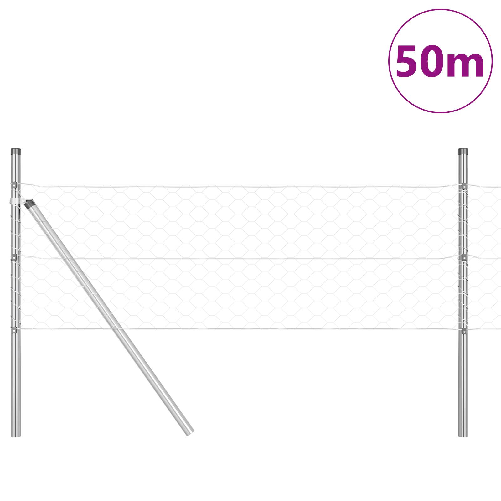 vidaXL Sechseckzaun 0,8x50 m Verzinkter Stahl