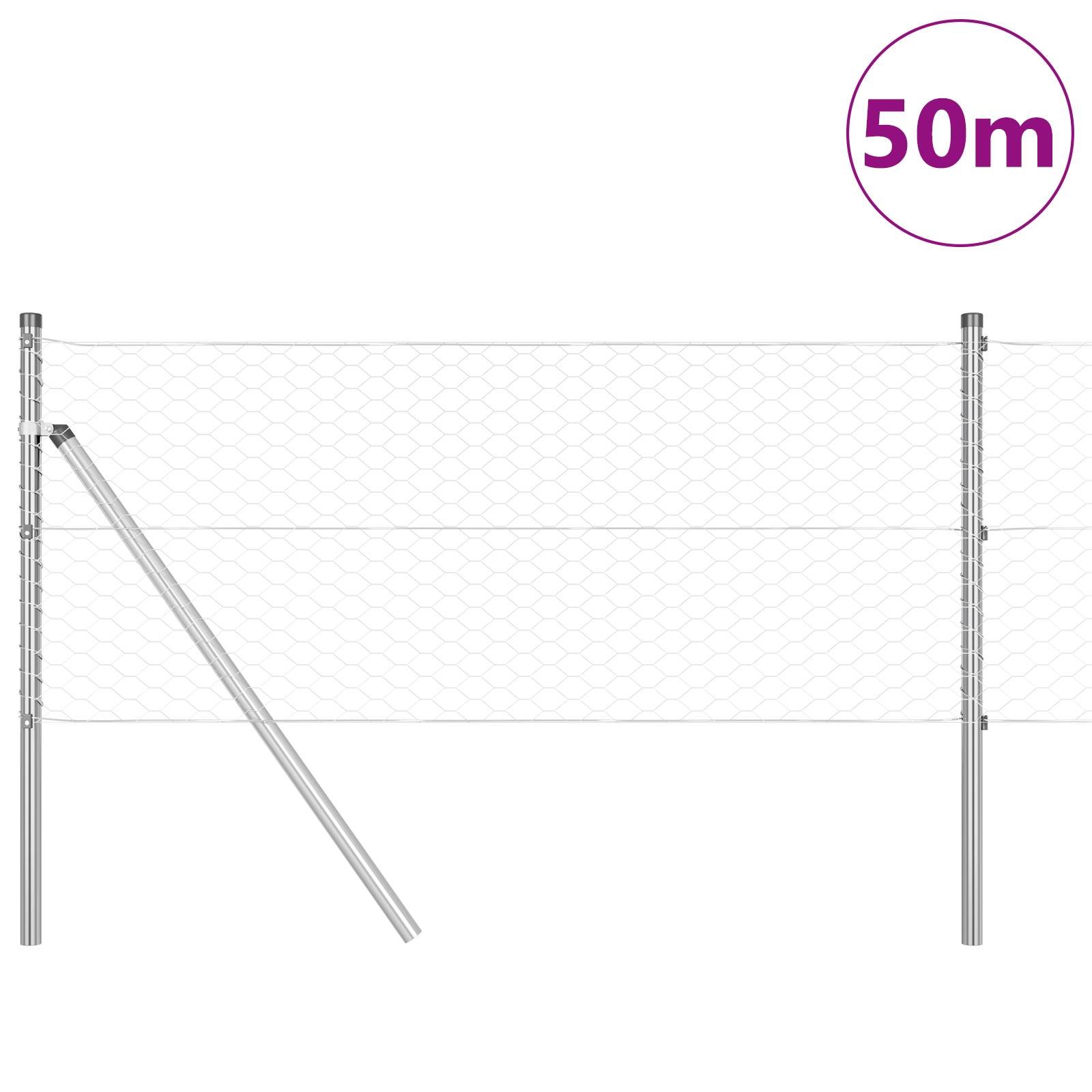 vidaXL Sechseckzaun 0,6x50 m Verzinkter Stahl