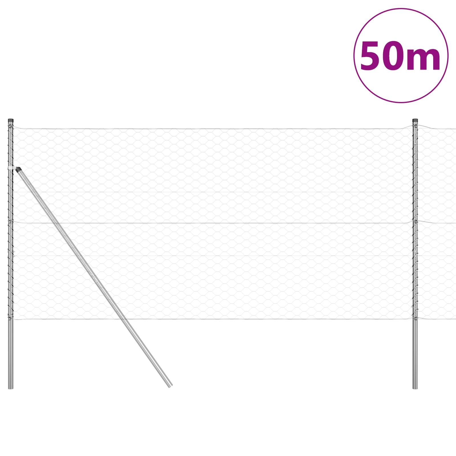 vidaXL Sechseckzaun 1x50 m Verzinkter Stahl