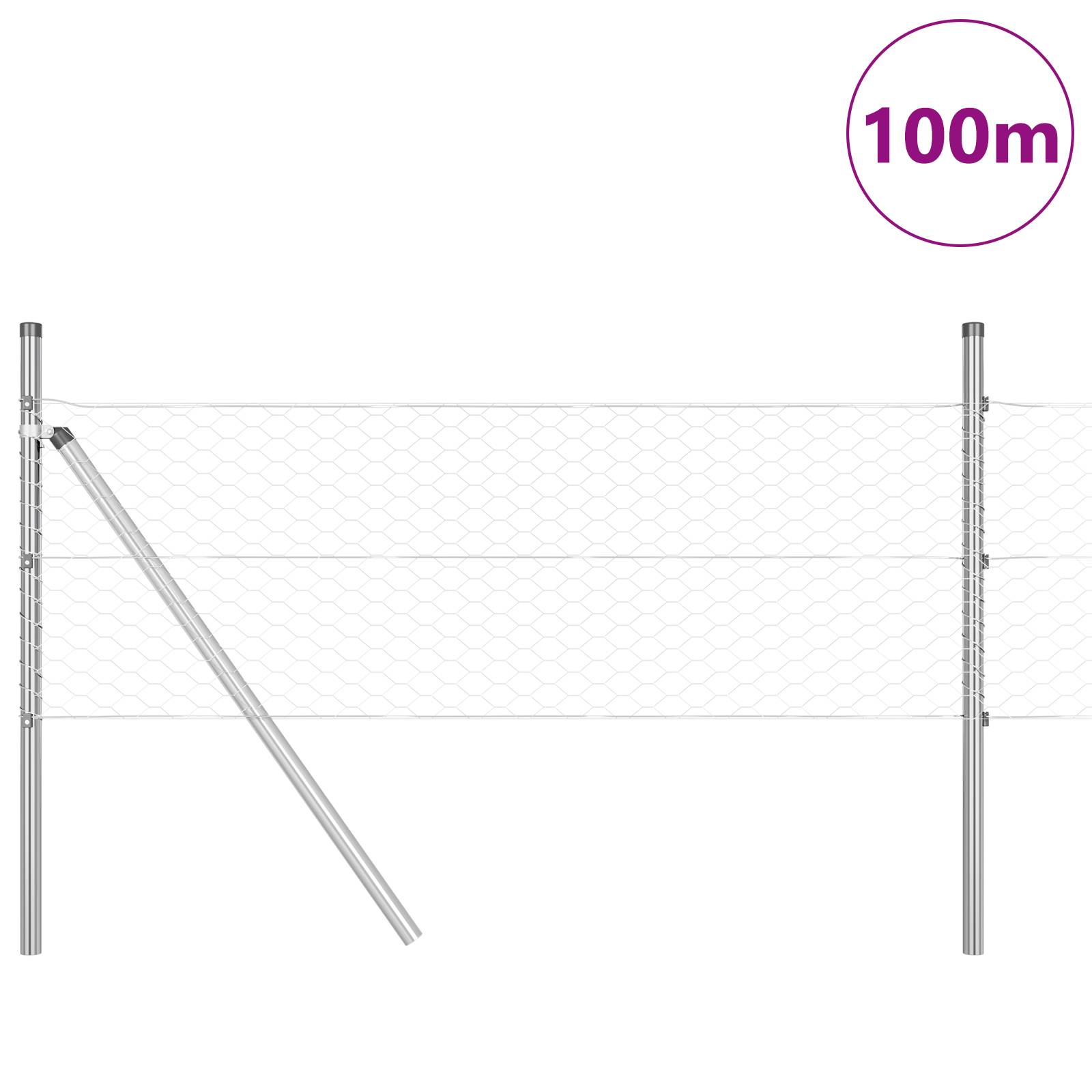 vidaXL Sechseckzaun 0,8x100 m Verzinkter Stahl