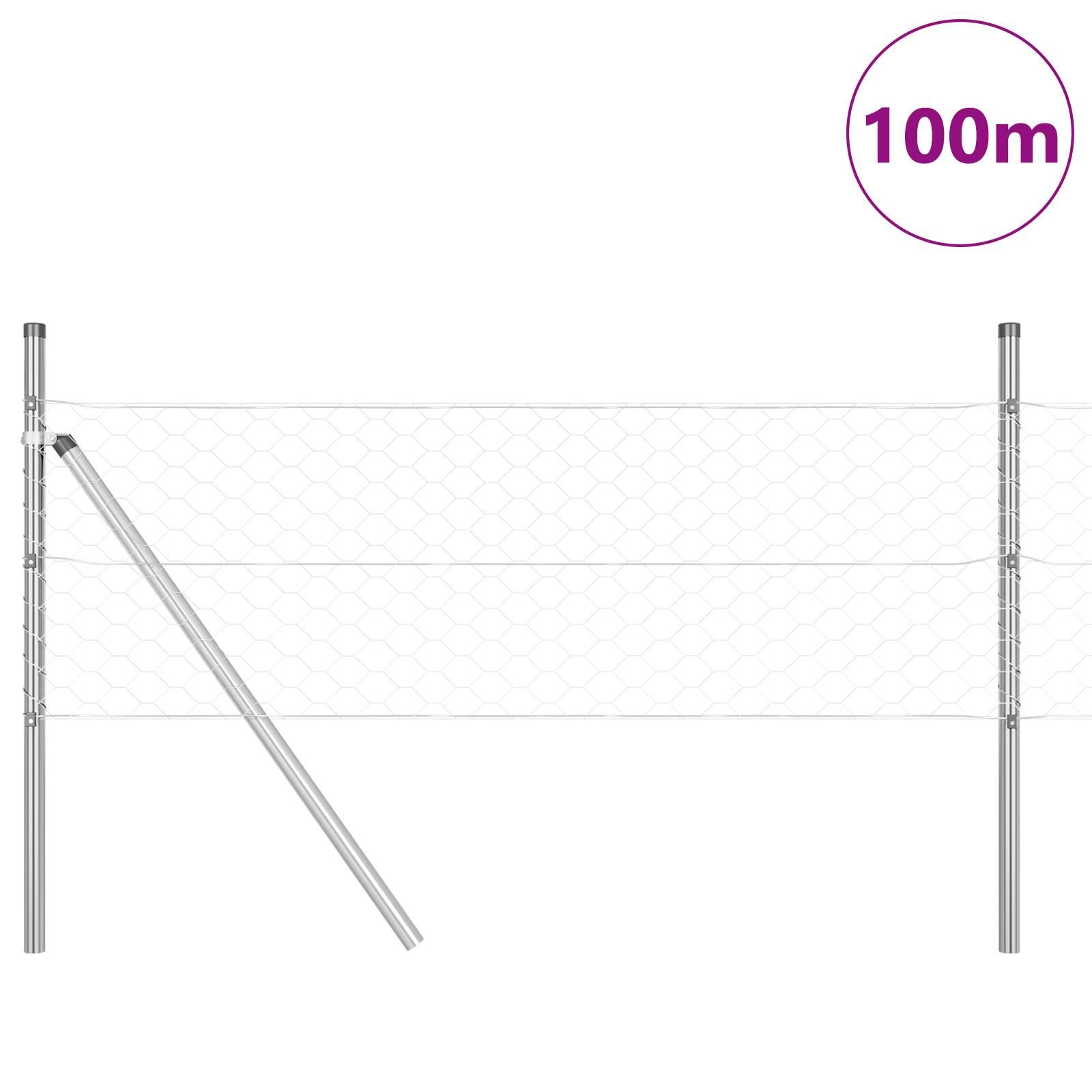 vidaXL Sechseckzaun 0.8x100 m Verzinkter Stahl