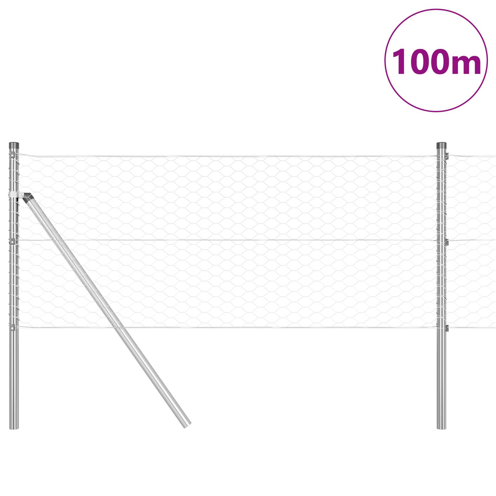 vidaXL Sechseckzaun 0.6x100 m Verzinkter Stahl