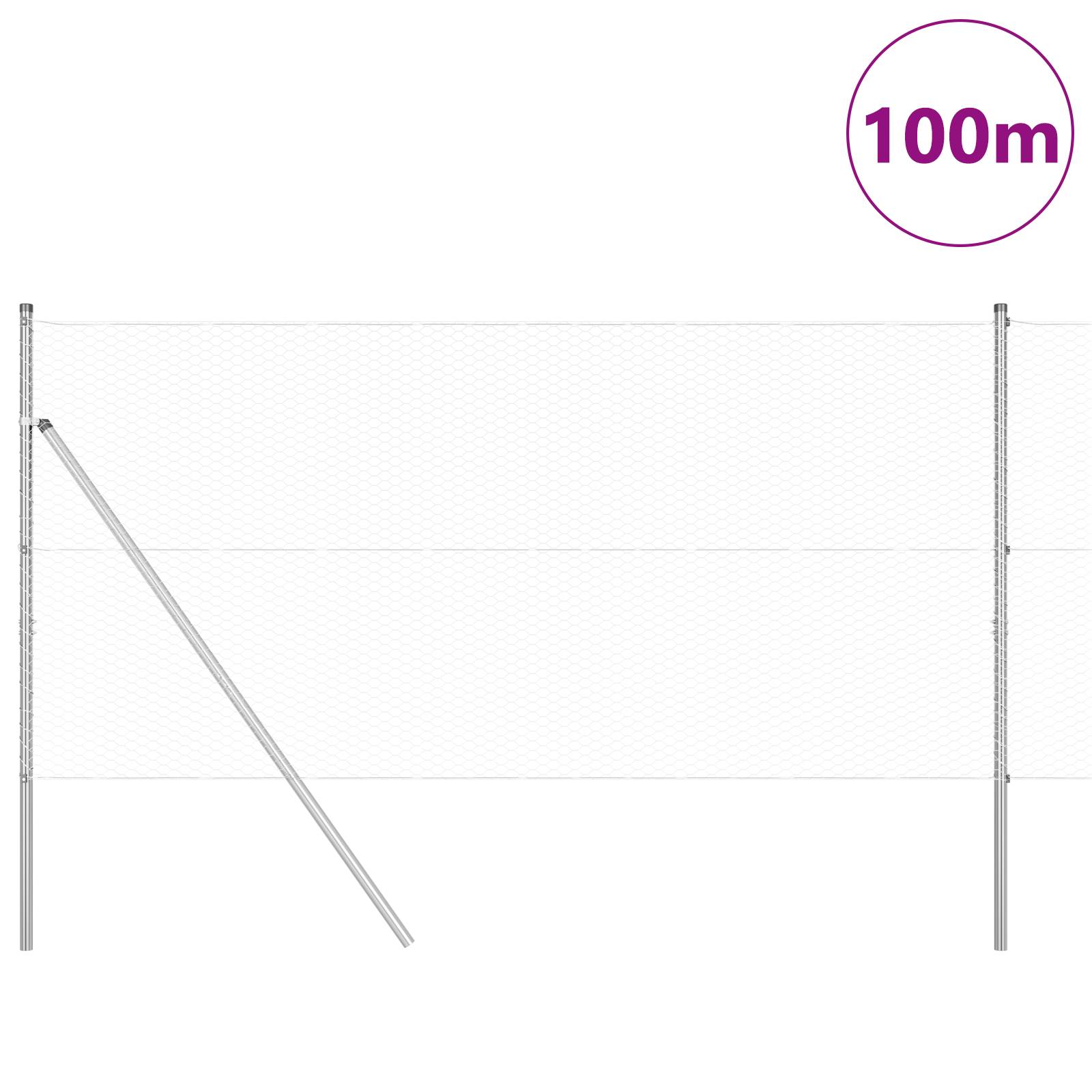 vidaXL Hexagon-Zaun 1,4x100 m verzinkter Stahl