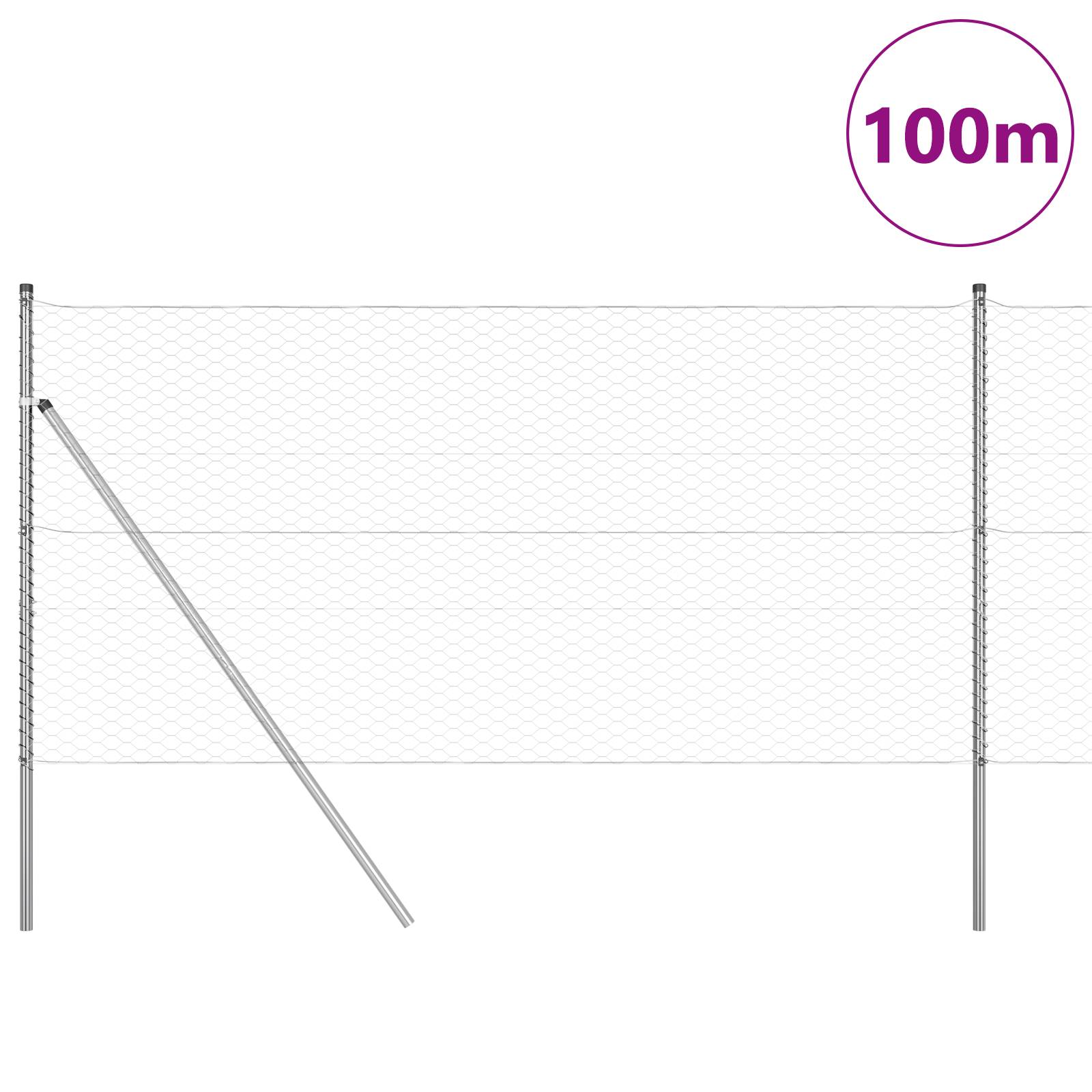 vidaXL Sechseckzaun 1.2x100 m Verzinkter Stahl