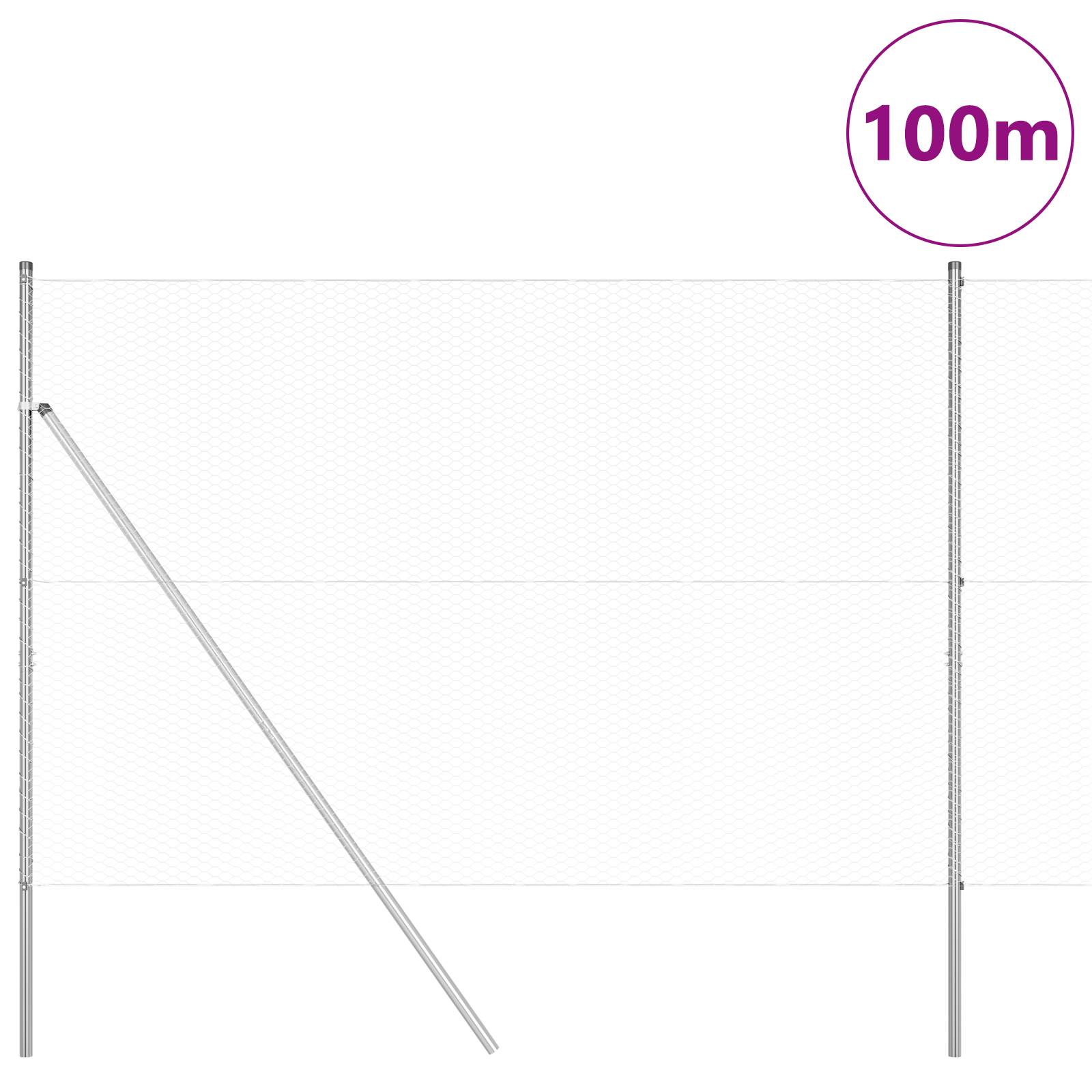 vidaXL Sechseck-Zaun 1,5x100 m aus verzinktem Stahl
