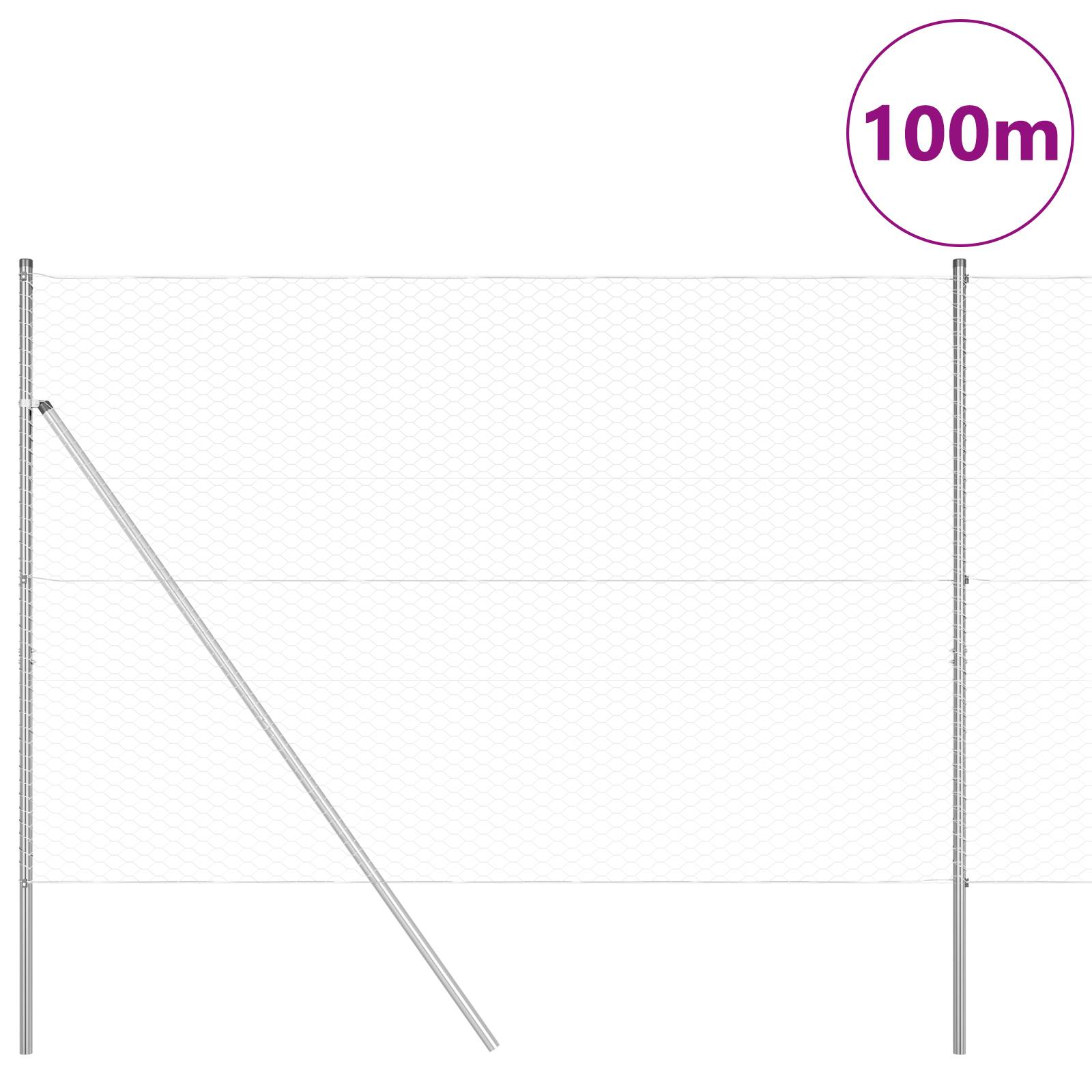 vidaXL Hexagonzaun 1,5x100 m Galvanisierter Stahl