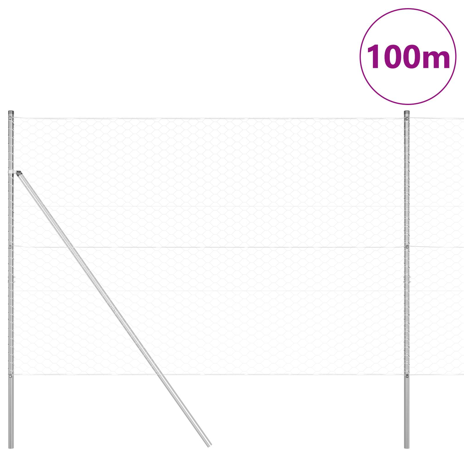 vidaXL Hexagonzaun 1,5x100 m Verzinkter Stahl