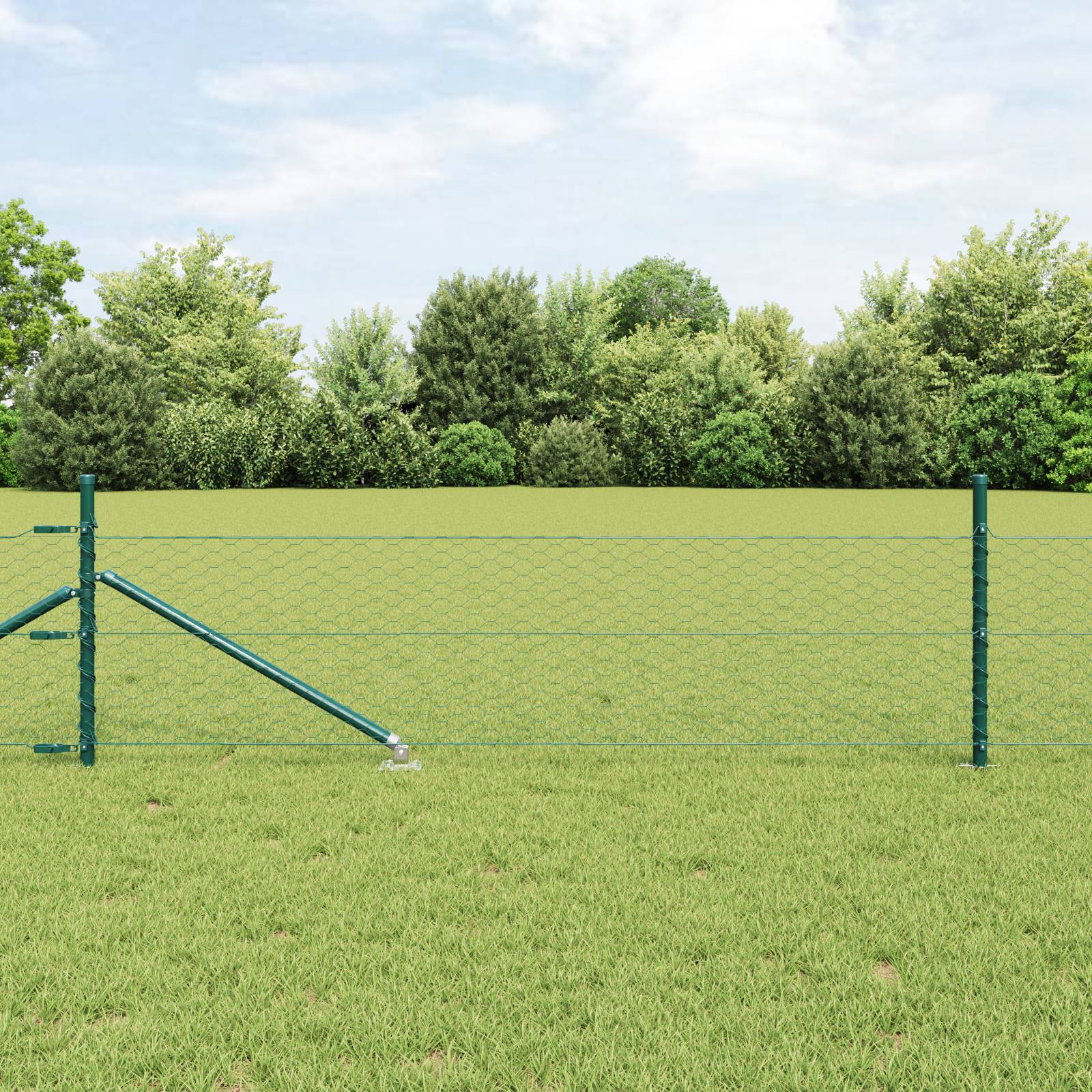 vidaXL Zaunset Set aus 2 Waldgrün Verzinkter Stahl 25 x 0,5 m