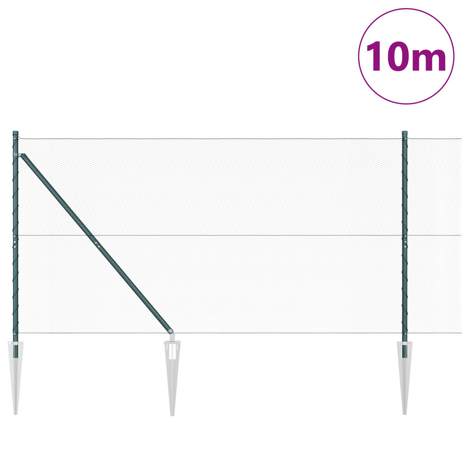 vidaXL Hexagonzaun Grün 1,4x10 m Stahl