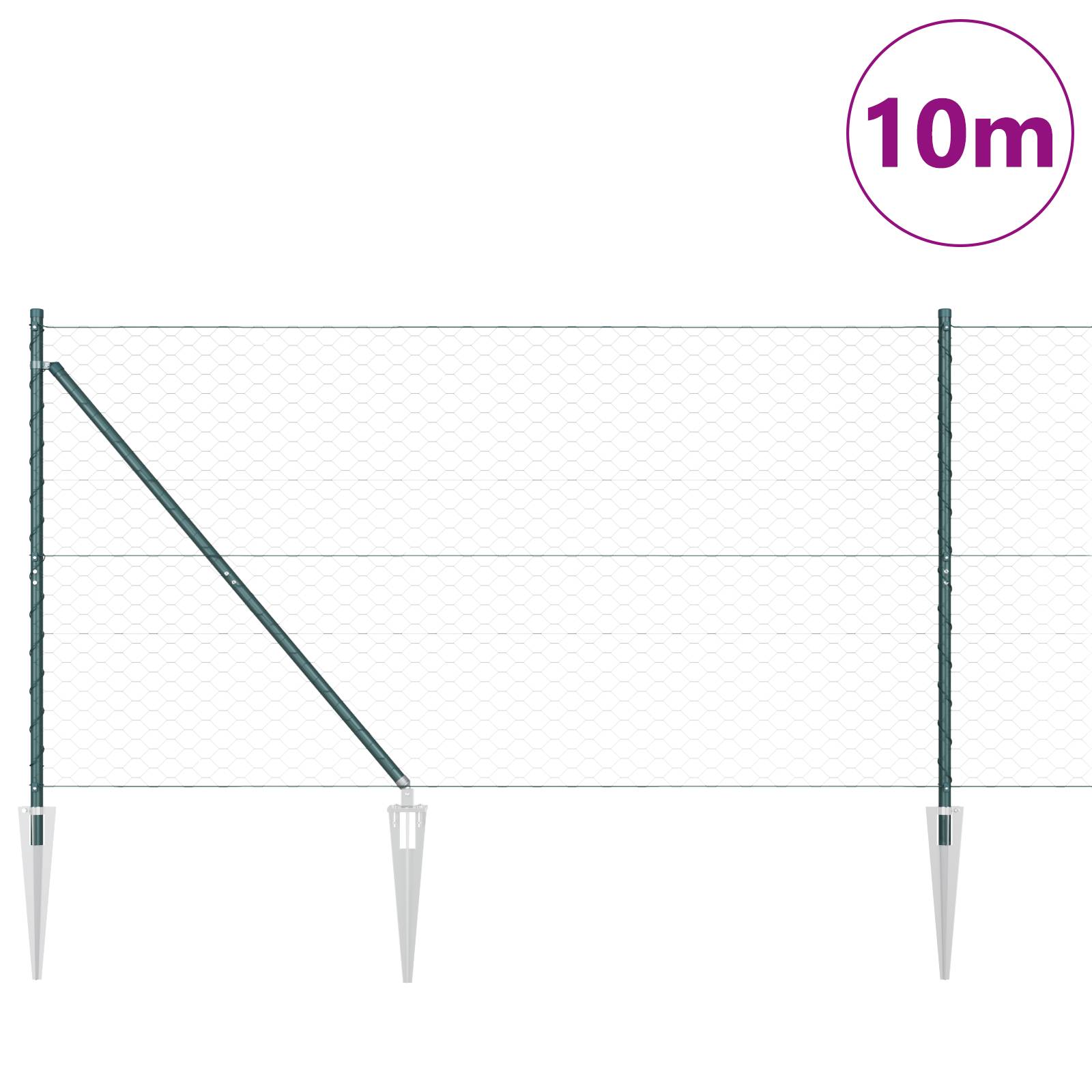 vidaXL Sechseckzaun Grün 1,2x10 m Stahl