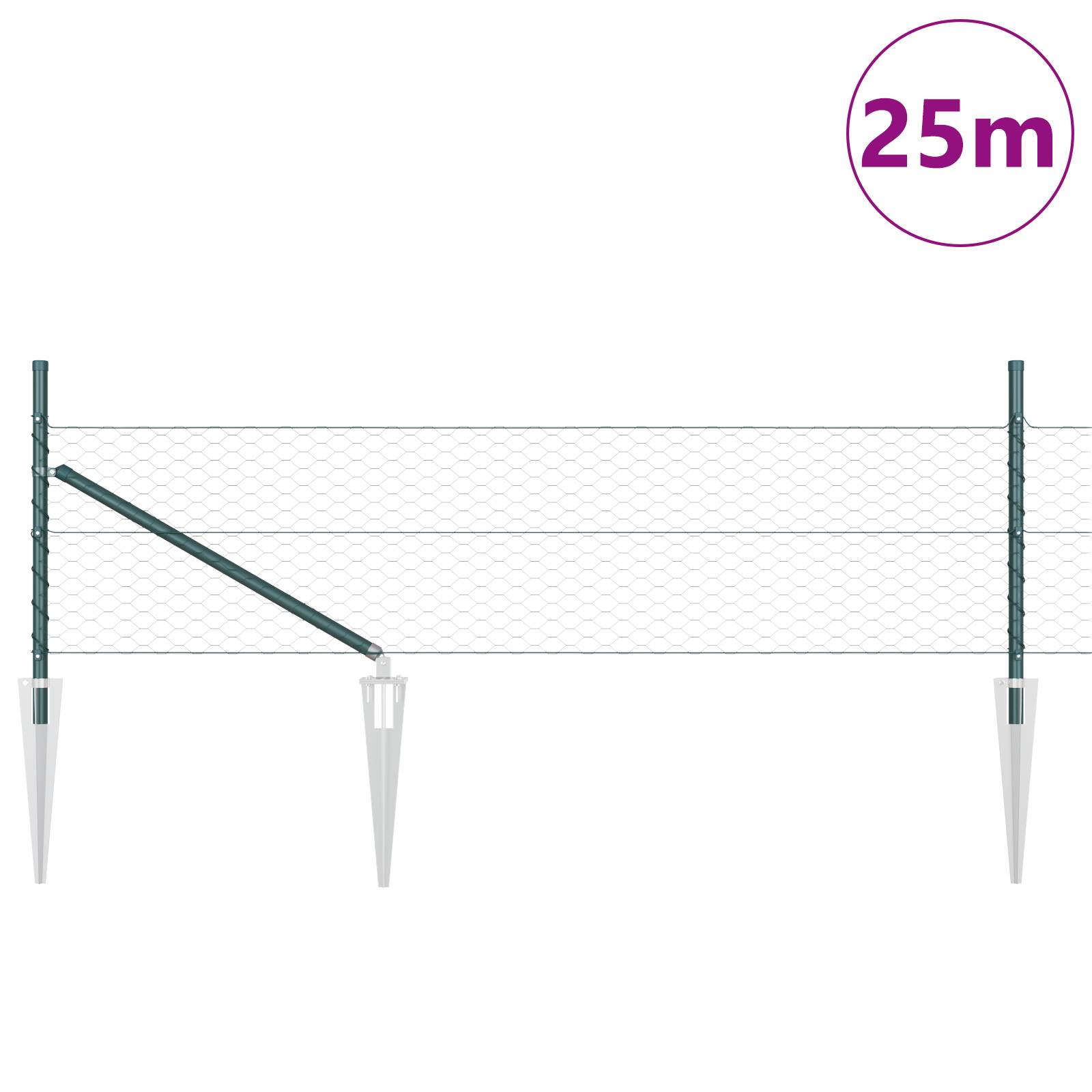 vidaXL Zaunset Set aus 2 Waldgrün Verzinkter Stahl 25 x 0,5 m