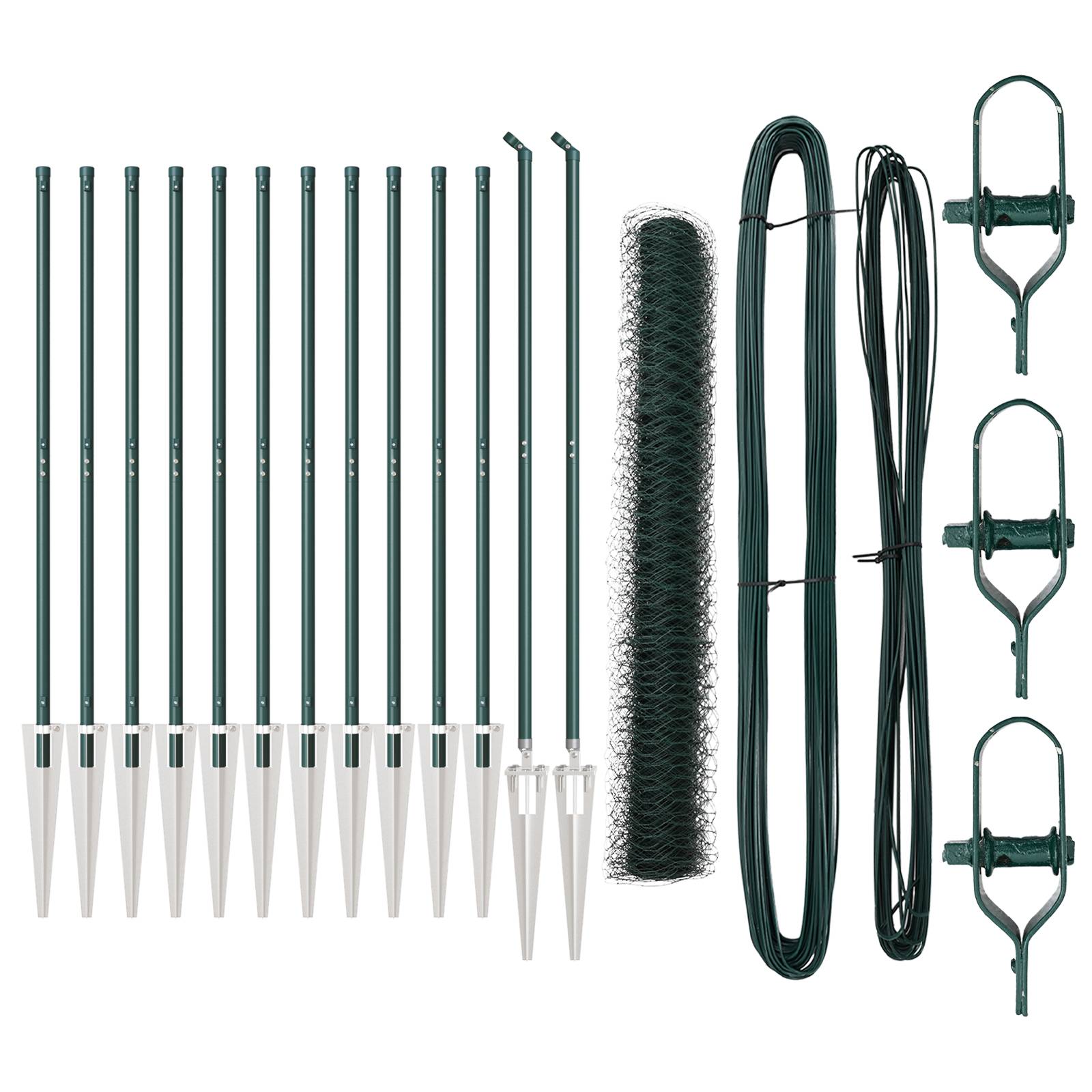 vidaXL Zaun-Set Set mit 2 Forstgrün Pulverbeschichteter Stahl 25 x 1 m