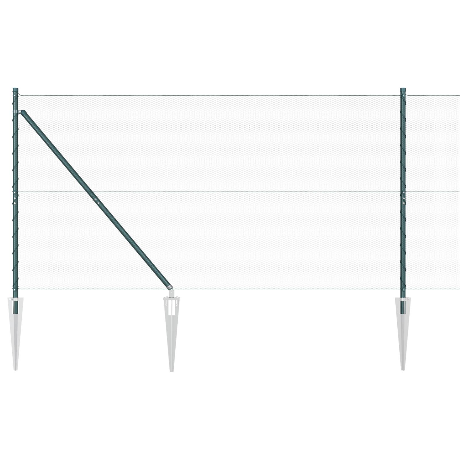 vidaXL Zaun Set Set aus 2 Grün Metall, Kunststoff 25 x 1,2 m Langlebig
