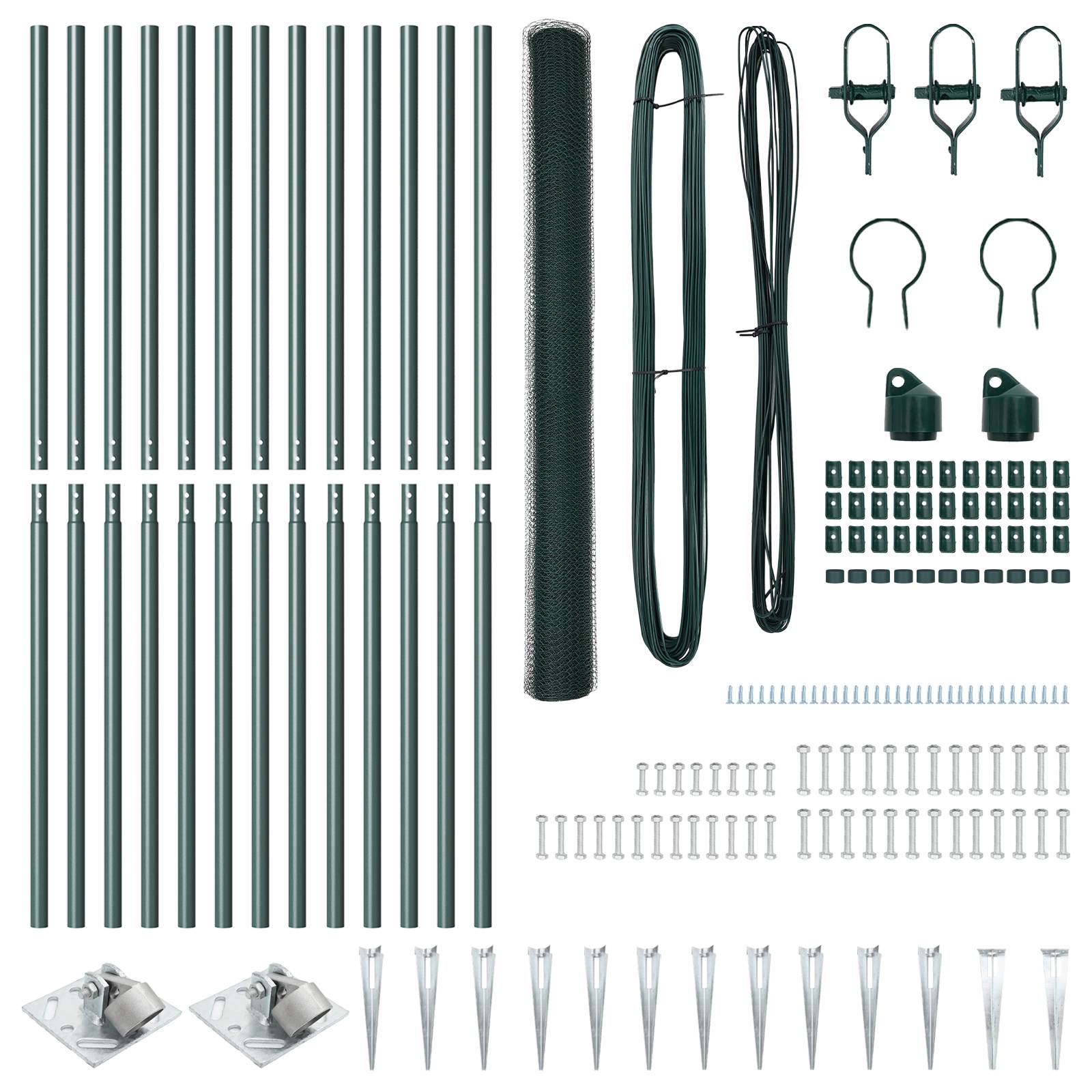 vidaXL Zaunset Set von 2 Grün Metall 25 x 1,5 m Langlebig
