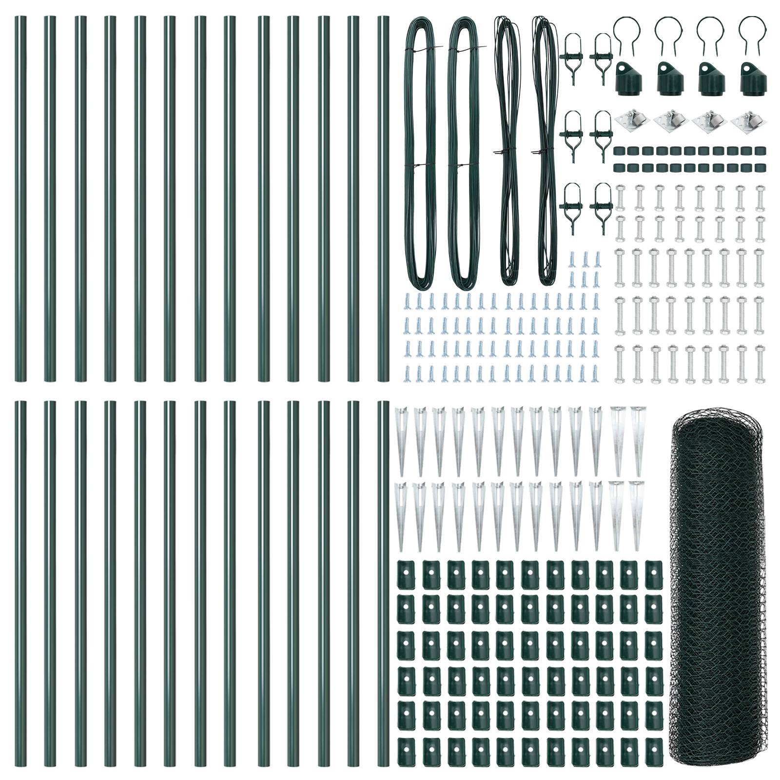 vidaXL Sechseckzaun Grün 1x50 m Stahl