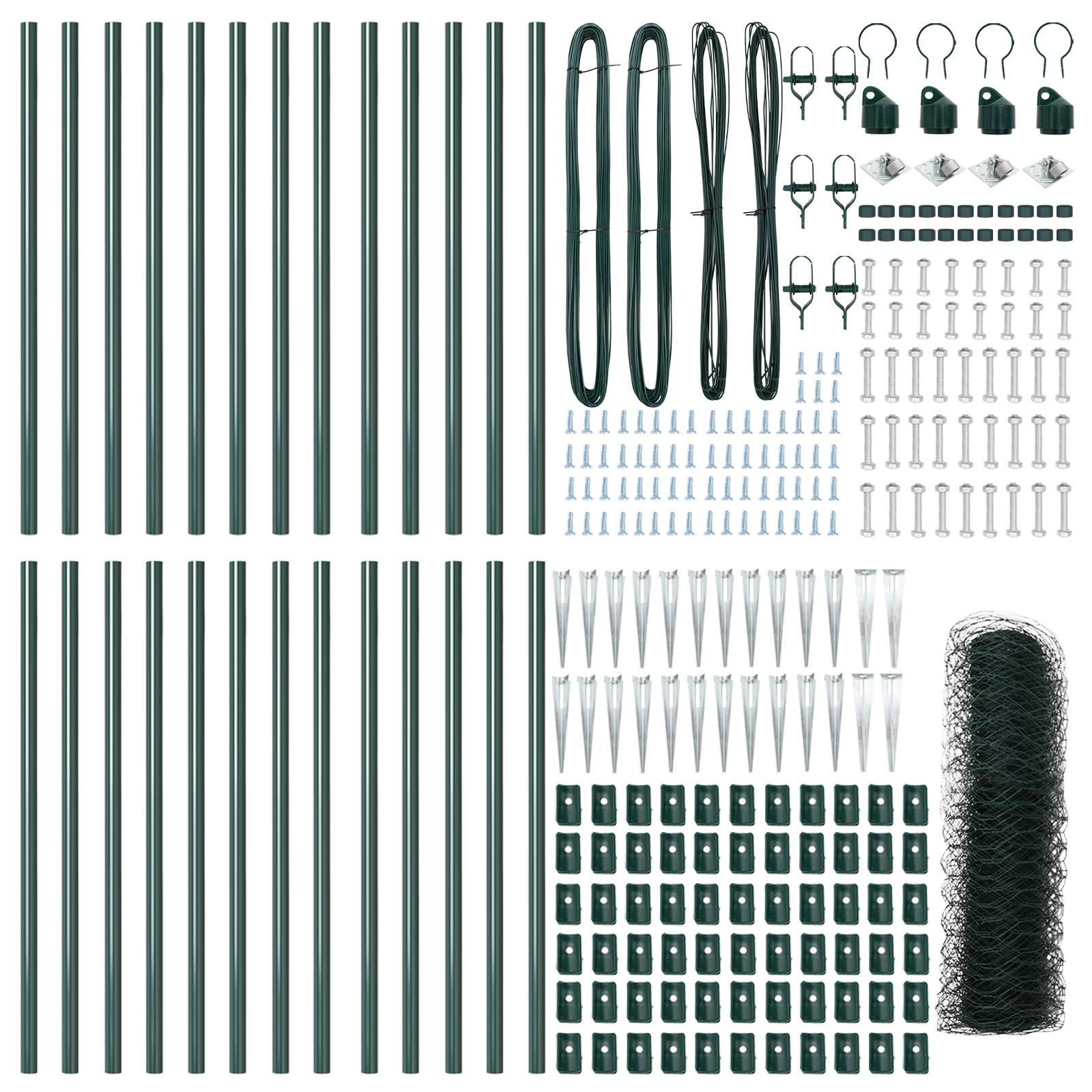 vidaXL Sechseckzaun Grün 1x50 m Stahl