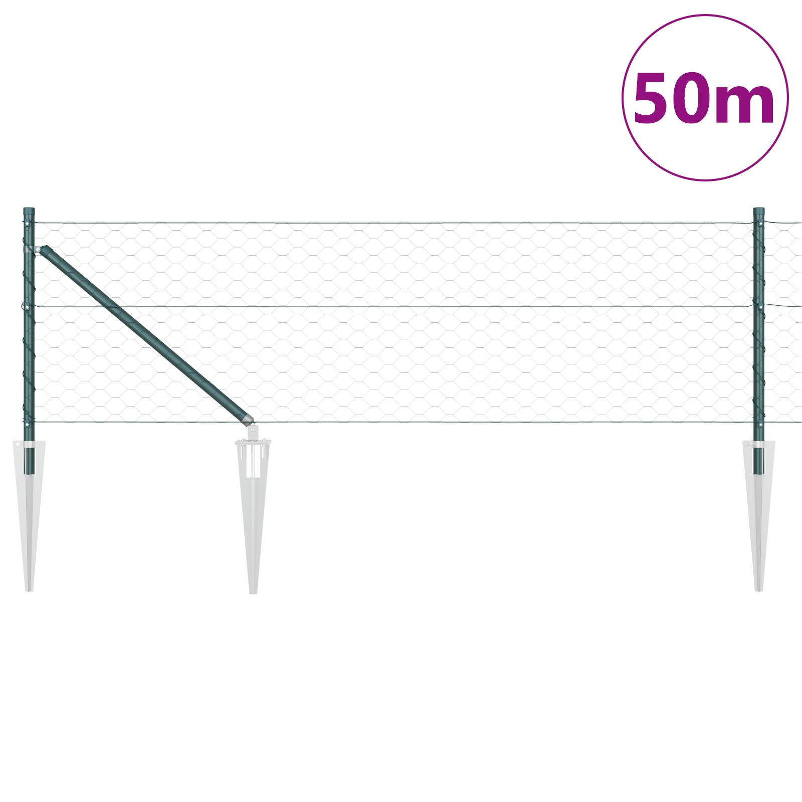 vidaXL Sechseckzaun Grün 0,6x50 m Stahl