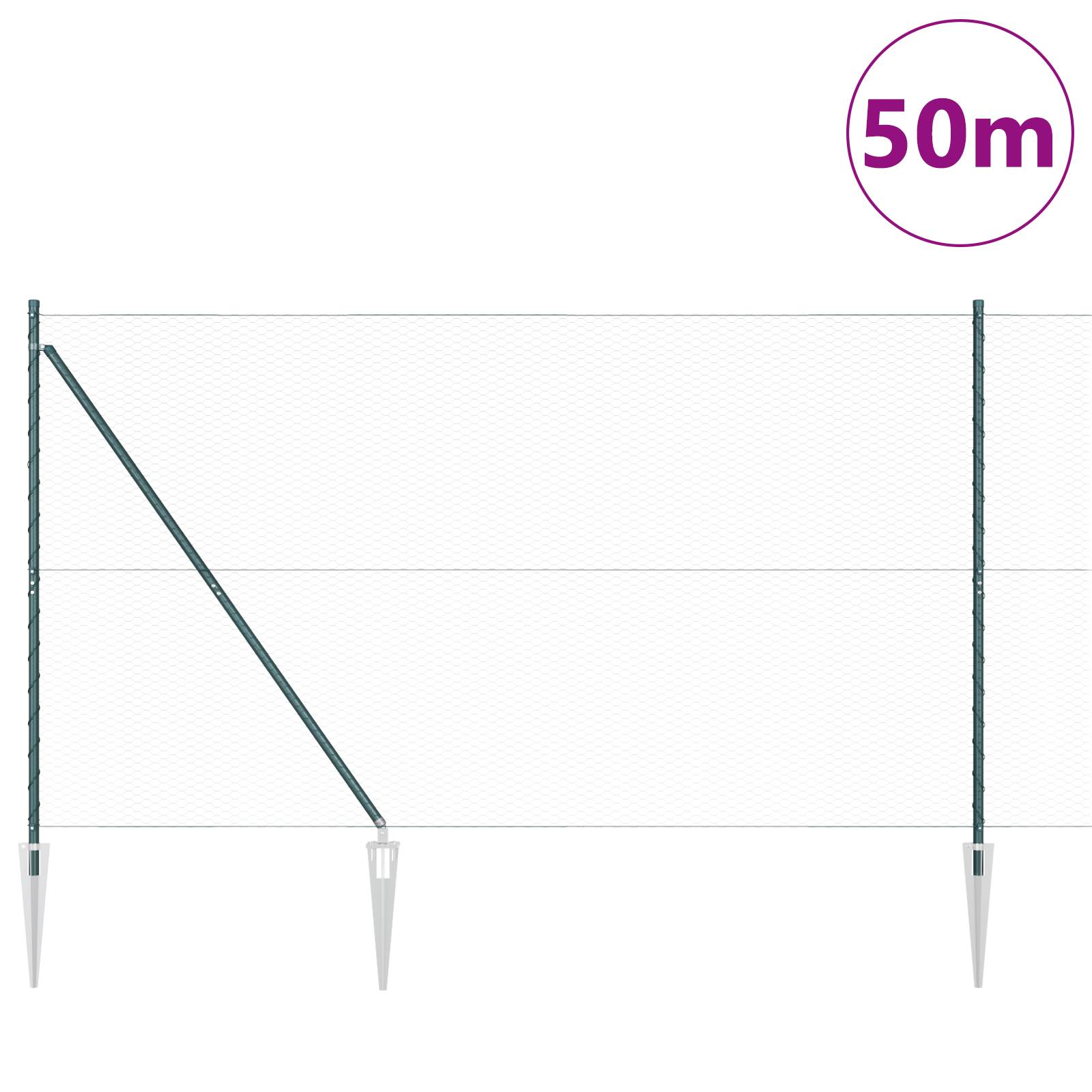vidaXL Sechseckzaun Grün 1,6x50 m Stahl