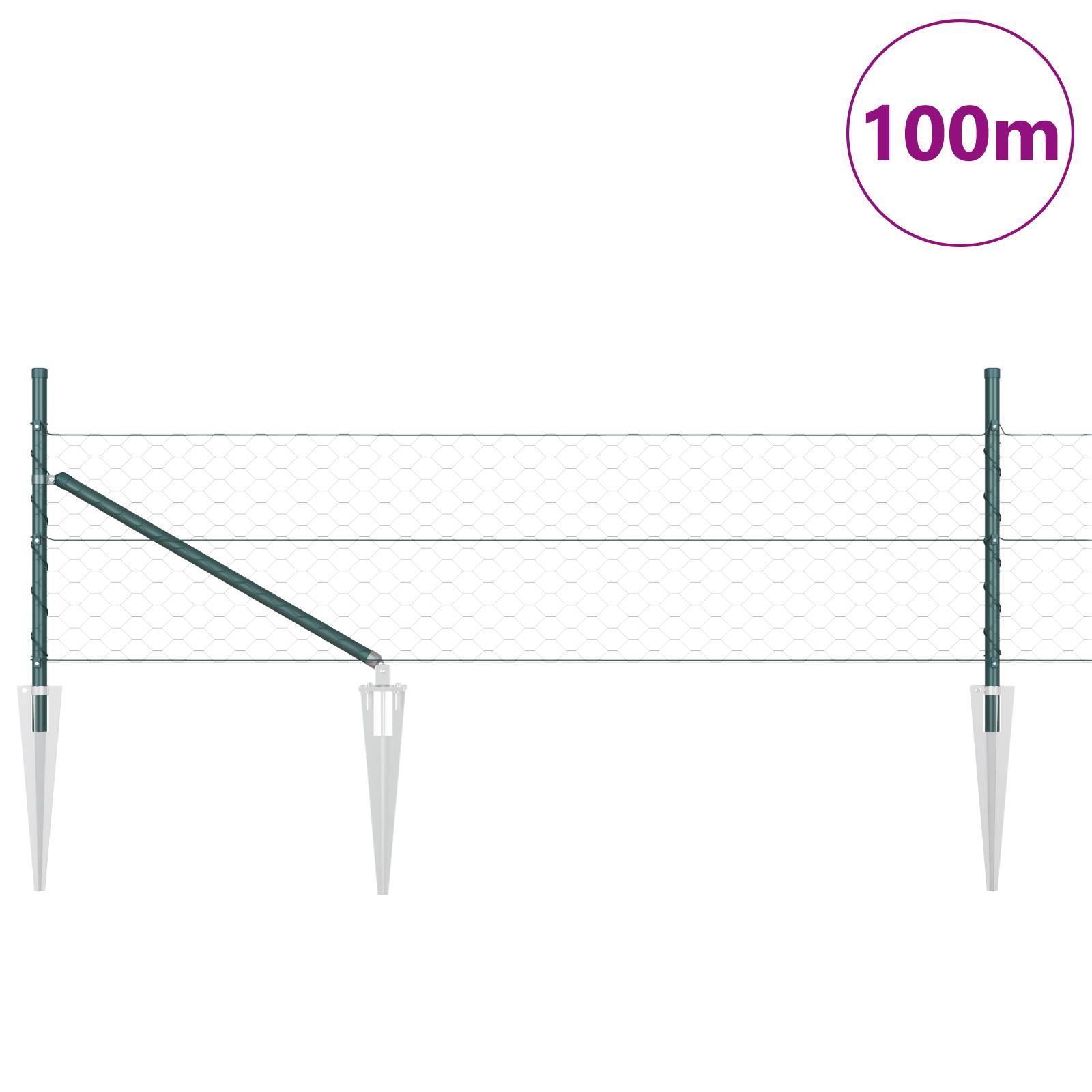 vidaXL Sechseckzaun Grün 0.5x100 m Stahl