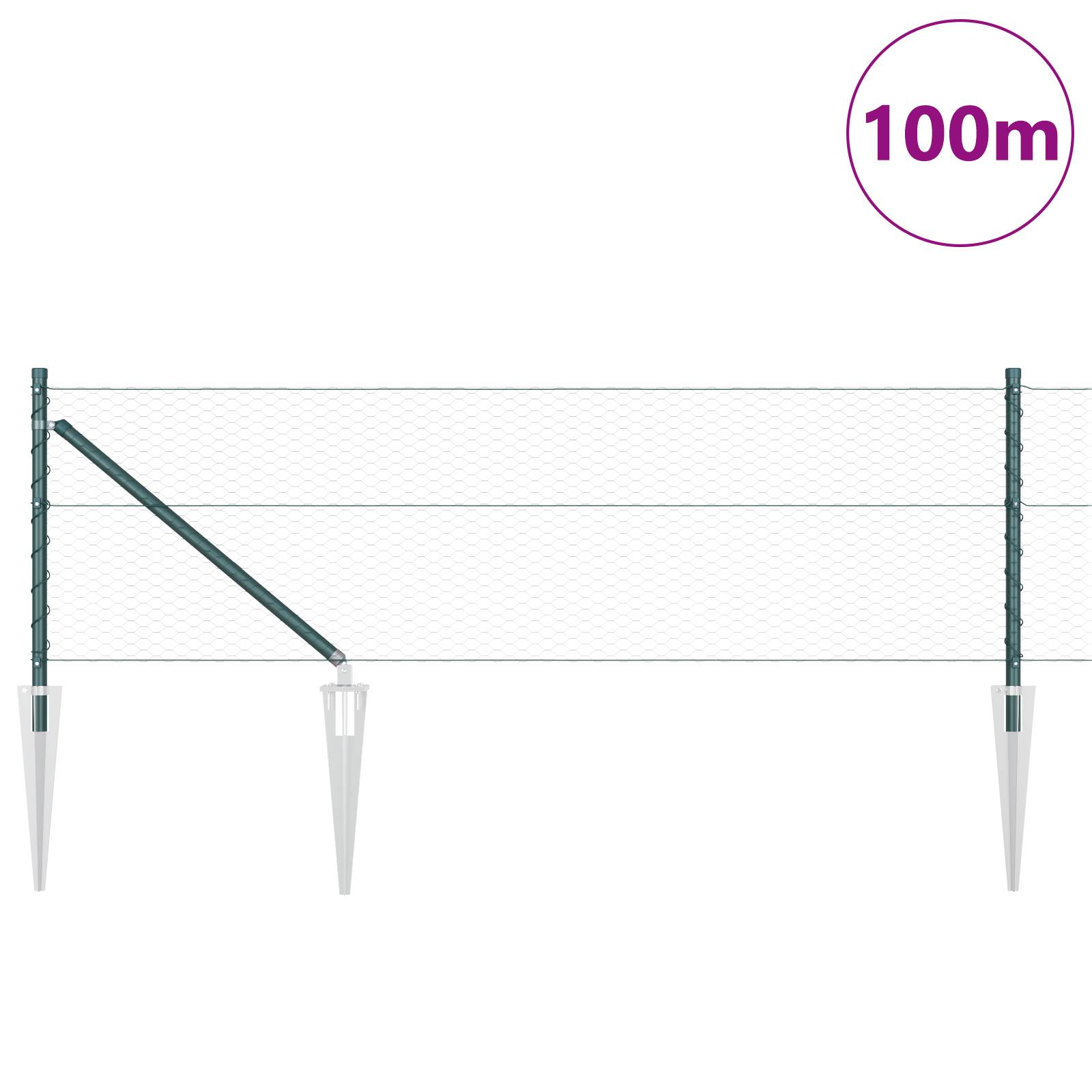 vidaXL Sechseckzaun Grün 0,6x100 m Stahl