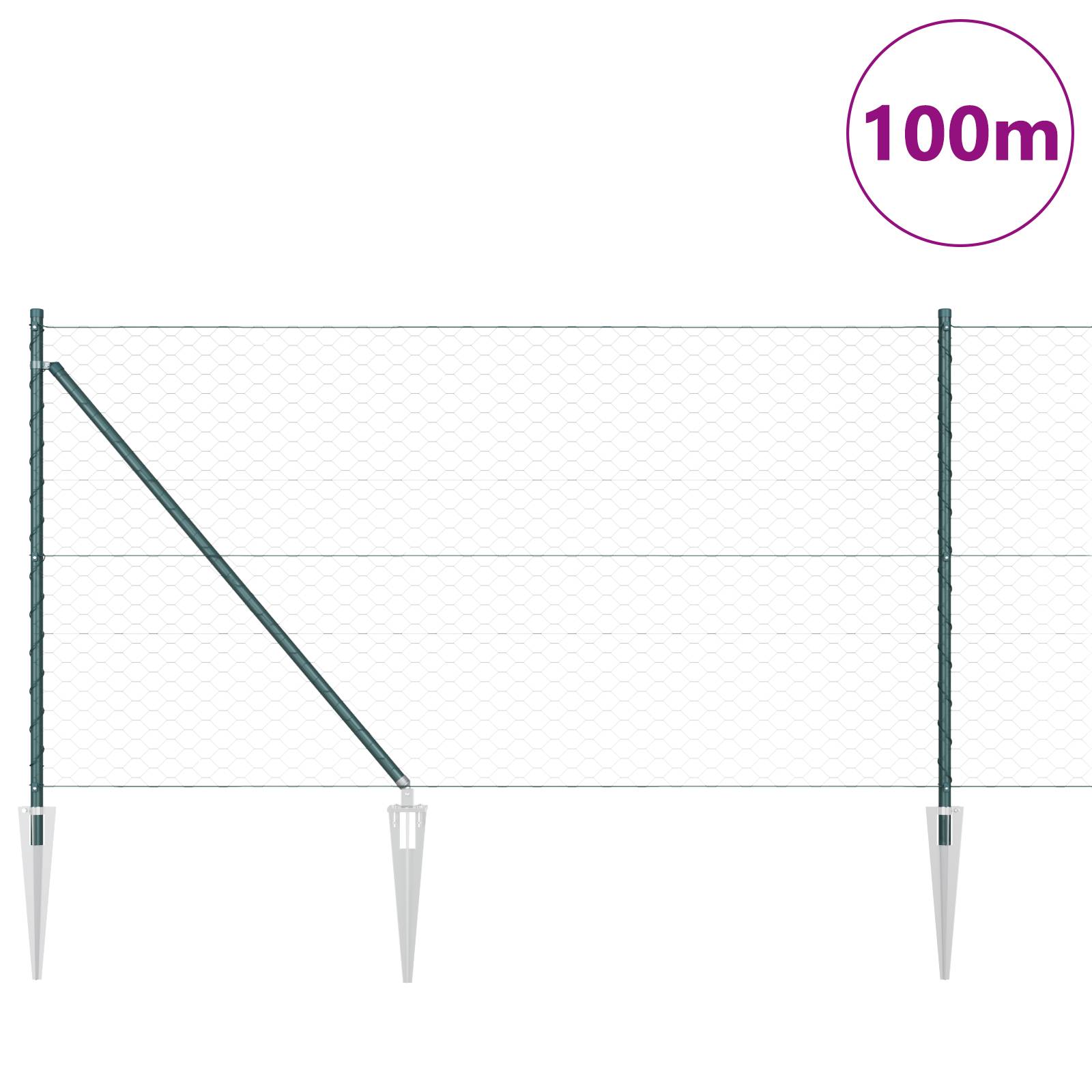 vidaXL Sechseck-Zaun Grün 1x100 m Stahl