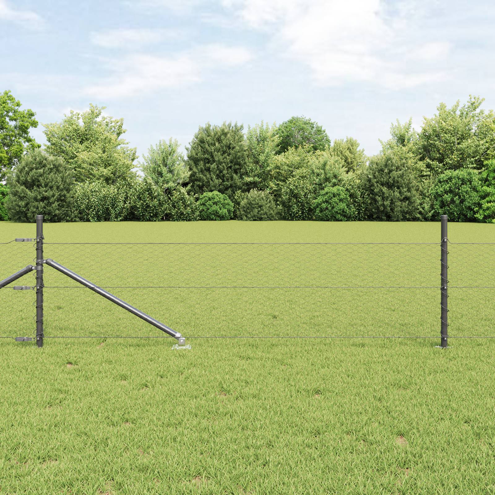 vidaXL Fencing Set Set von 2 Grau Metall, Netz Groß Langlebig