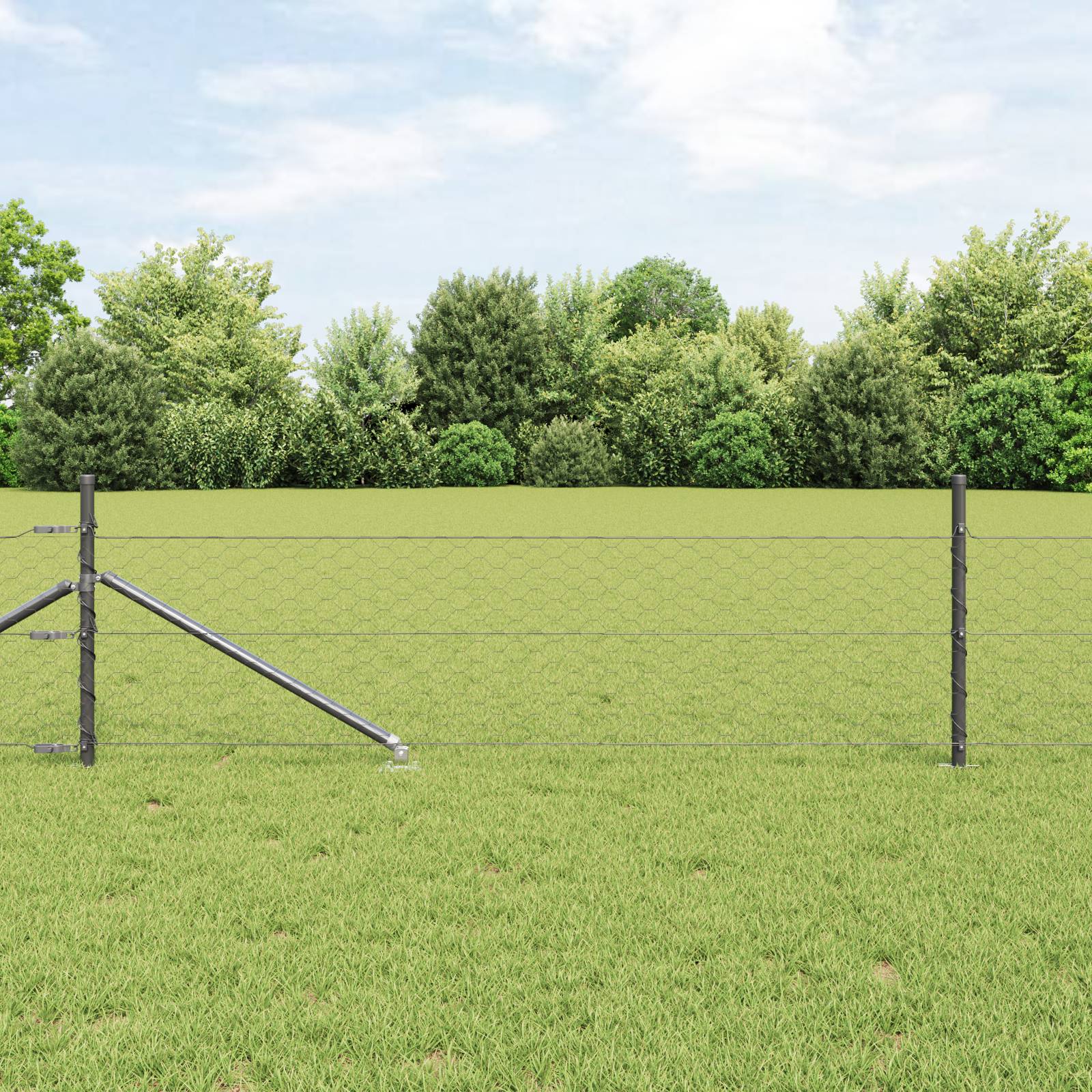 vidaXL Sechseckzaun Grau 0,5x50 m Stahl