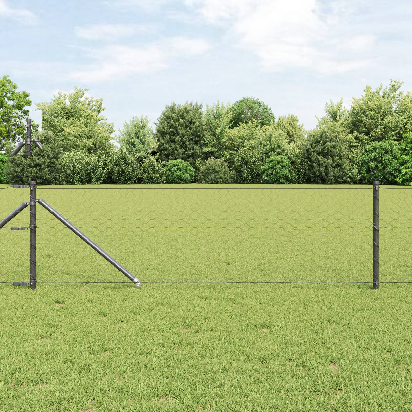 vidaXL Sechseckzaun Grau 0.6x10 m Stahl