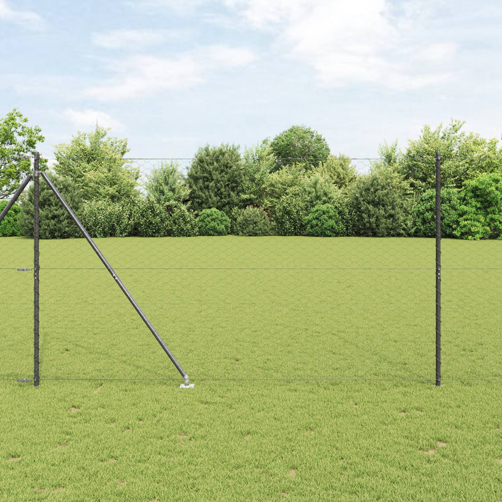 vidaXL Sechseckzaun Grau 1,6x25 m Stahl