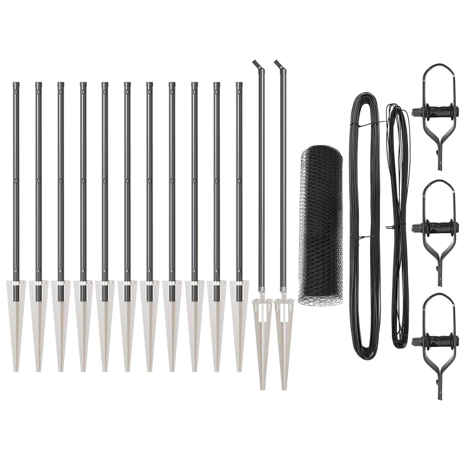 vidaXL Fencing Set Set von 2 Grau Metall, Netz Groß Langlebig