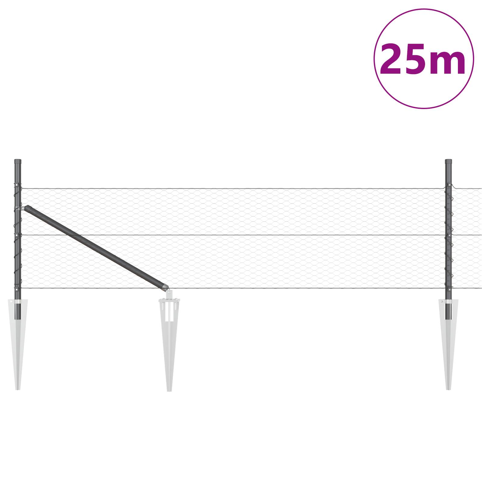 vidaXL Fencing Set Set von 2 Grau Metall, Netz Groß Langlebig