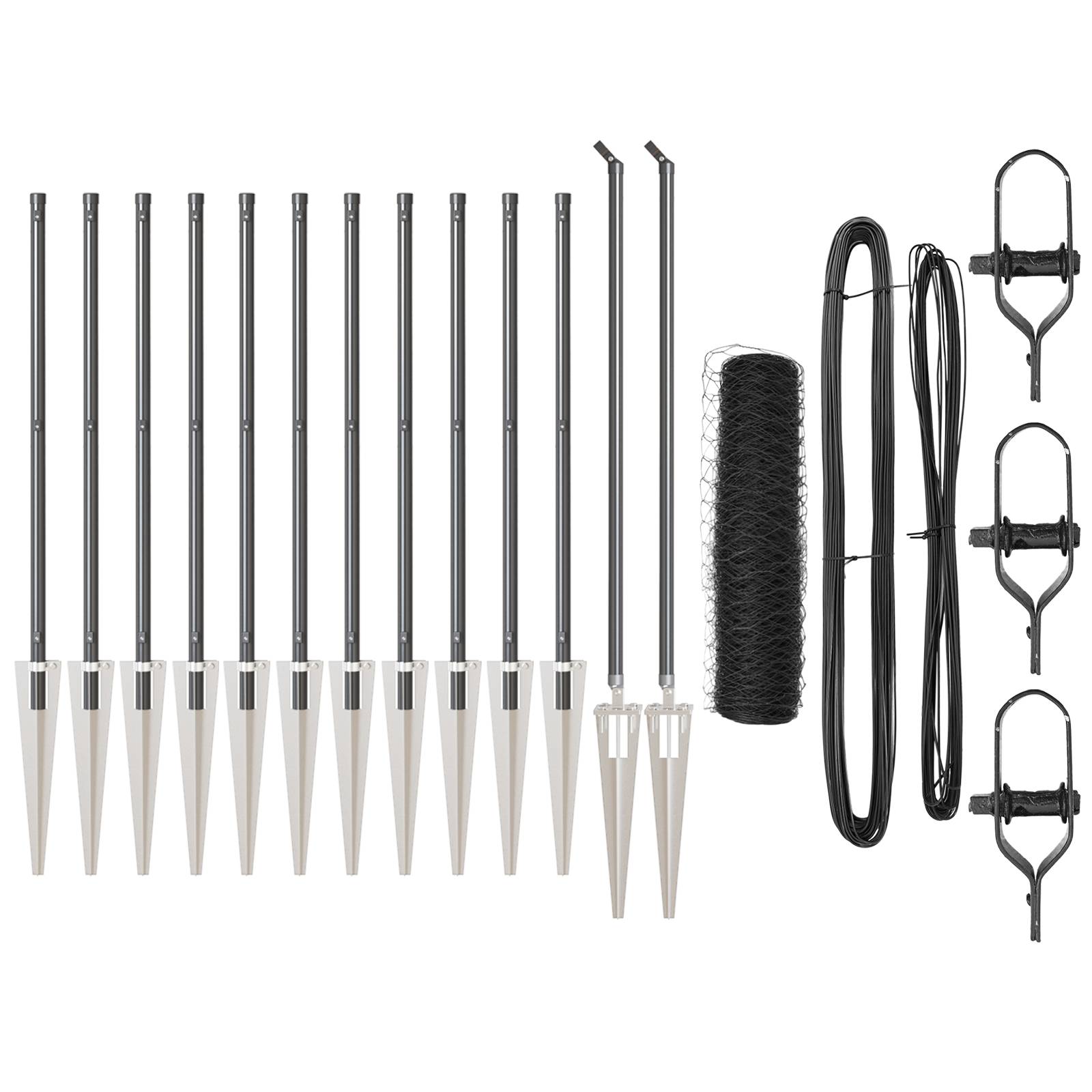 vidaXL Zäunungsset Set aus 2 Grau Pulverbeschichteter Stahl 25 x 0,5 m