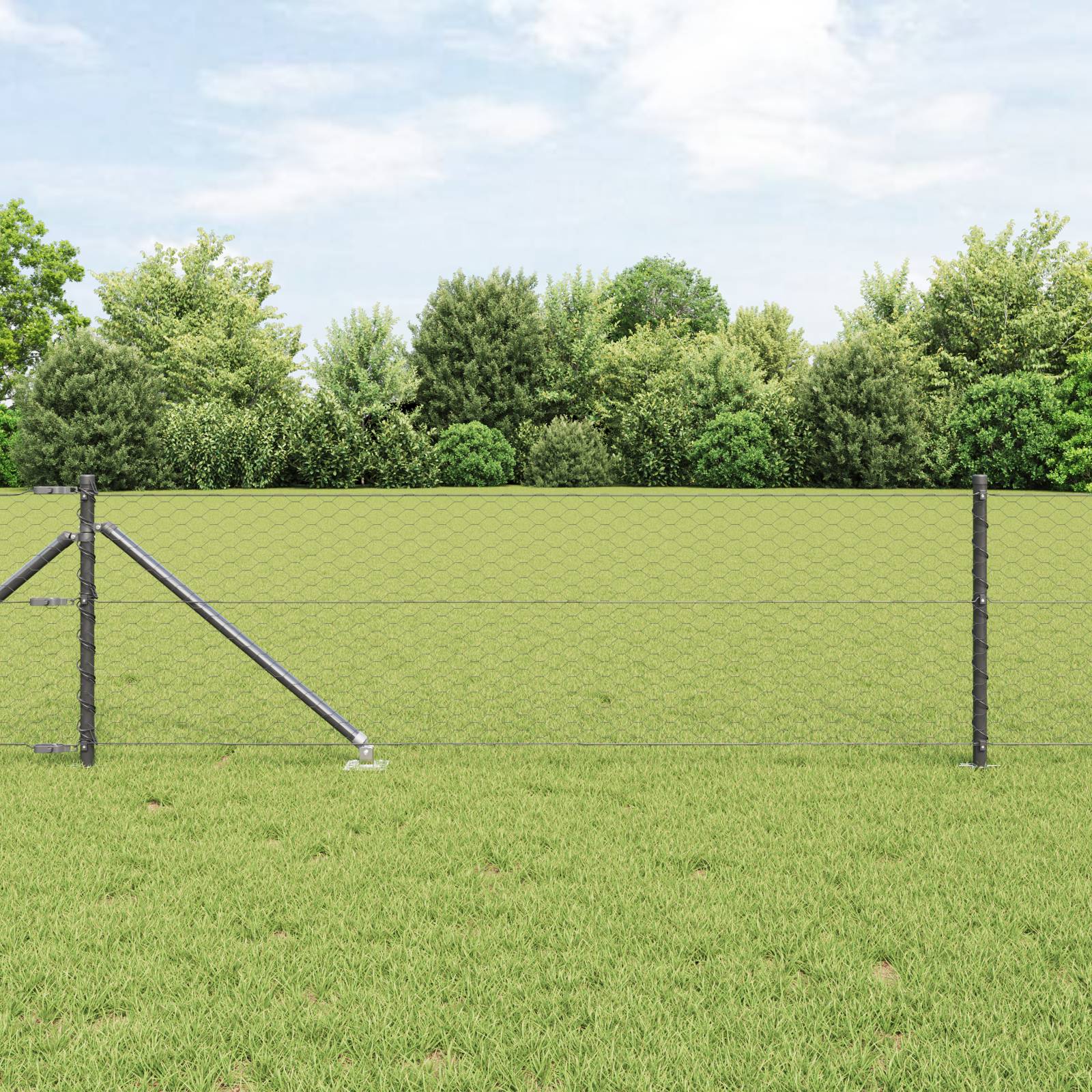 vidaXL Sechseckzaun Grau 0.6x100 m Stahl