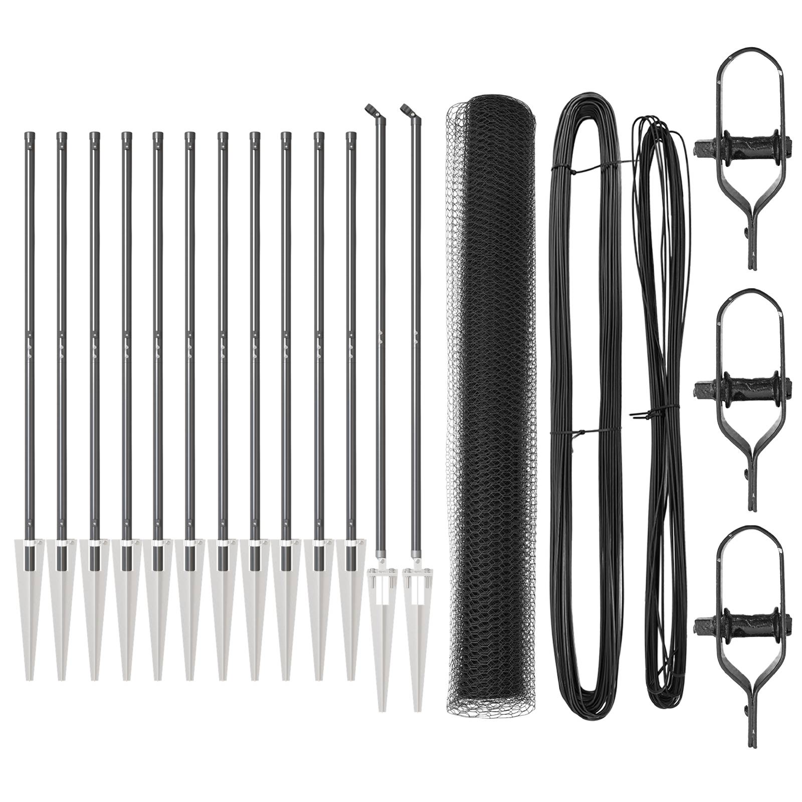 vidaXL Zaun Set 2-teilig Grau Stahl, PVC 25 x 1,2 m Langlebig