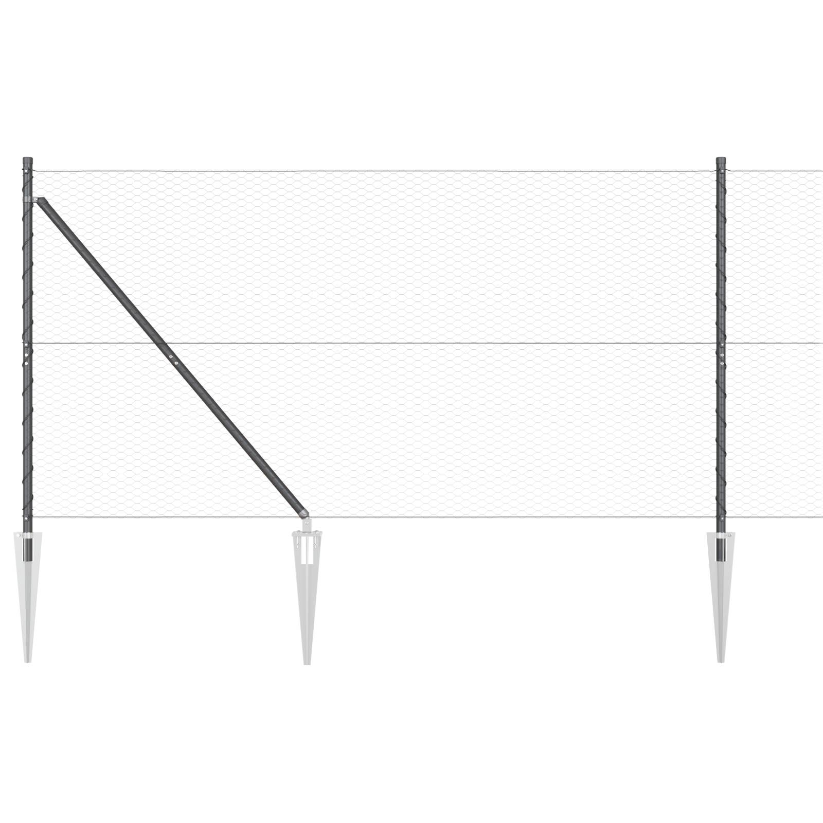 vidaXL Sechseckzaun Grau 1,4x25 m Stahl
