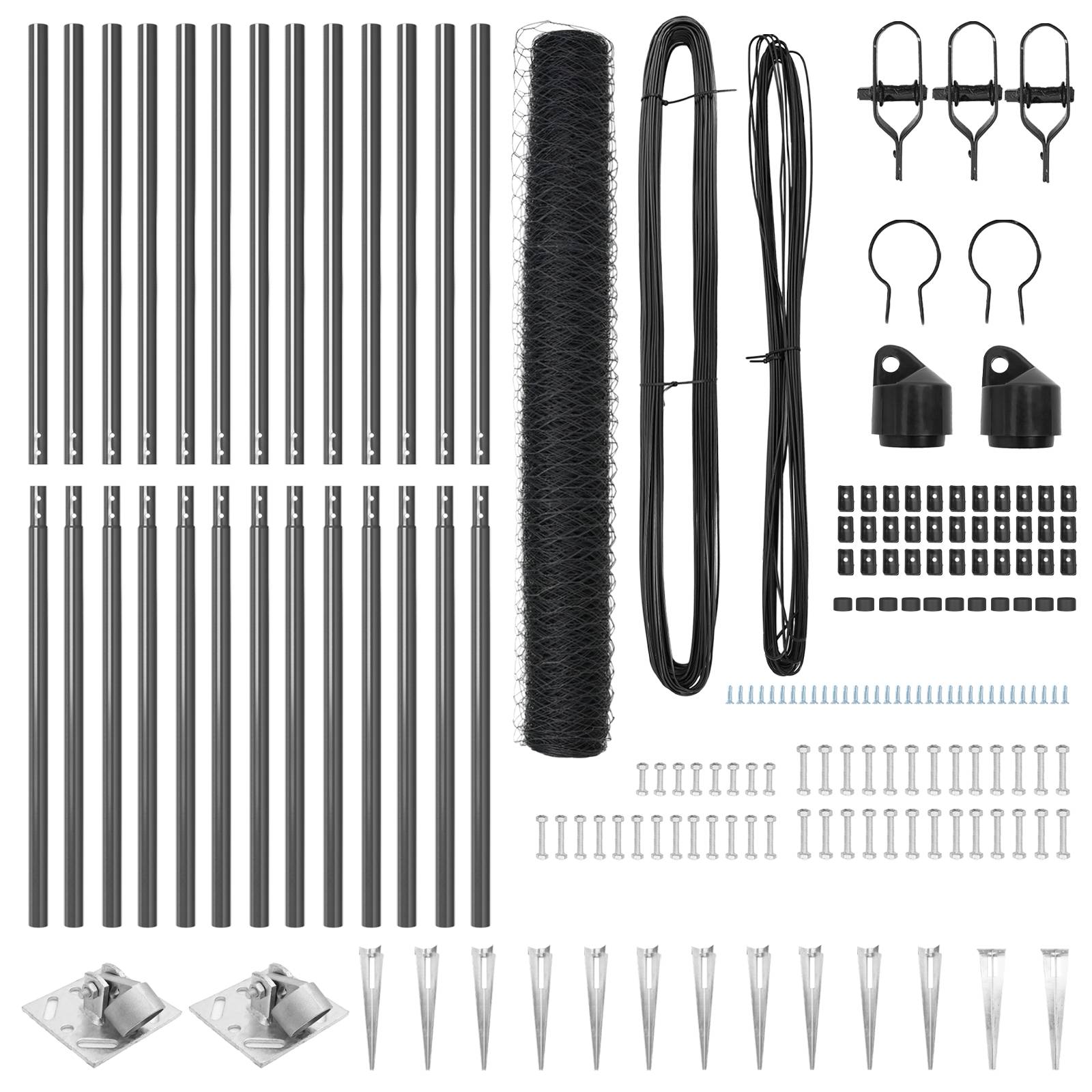 vidaXL Zaun Set Set aus 2 Grau Metall Standard Langlebig