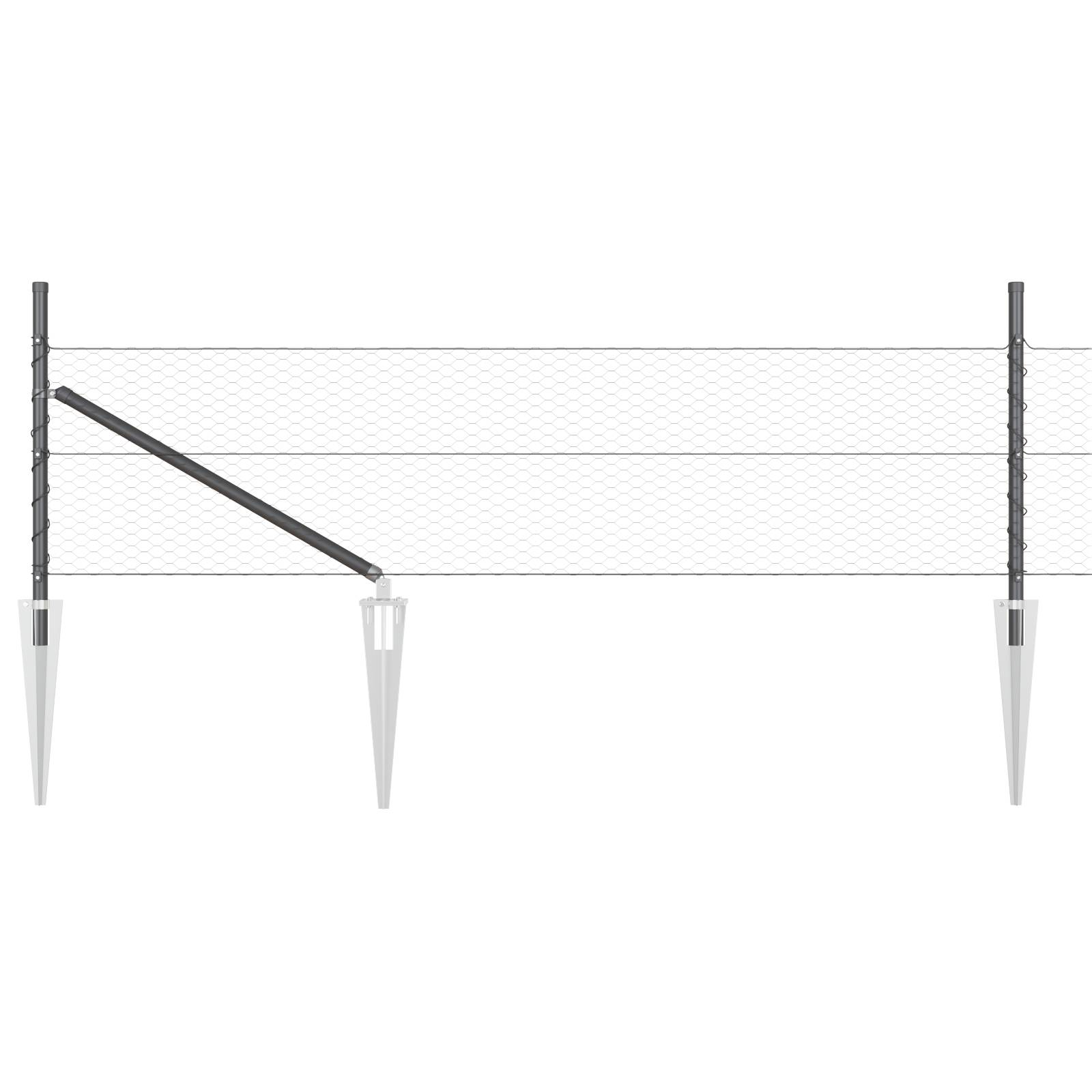 vidaXL Sechseckzaun Grau 0.8x25 m Stahl