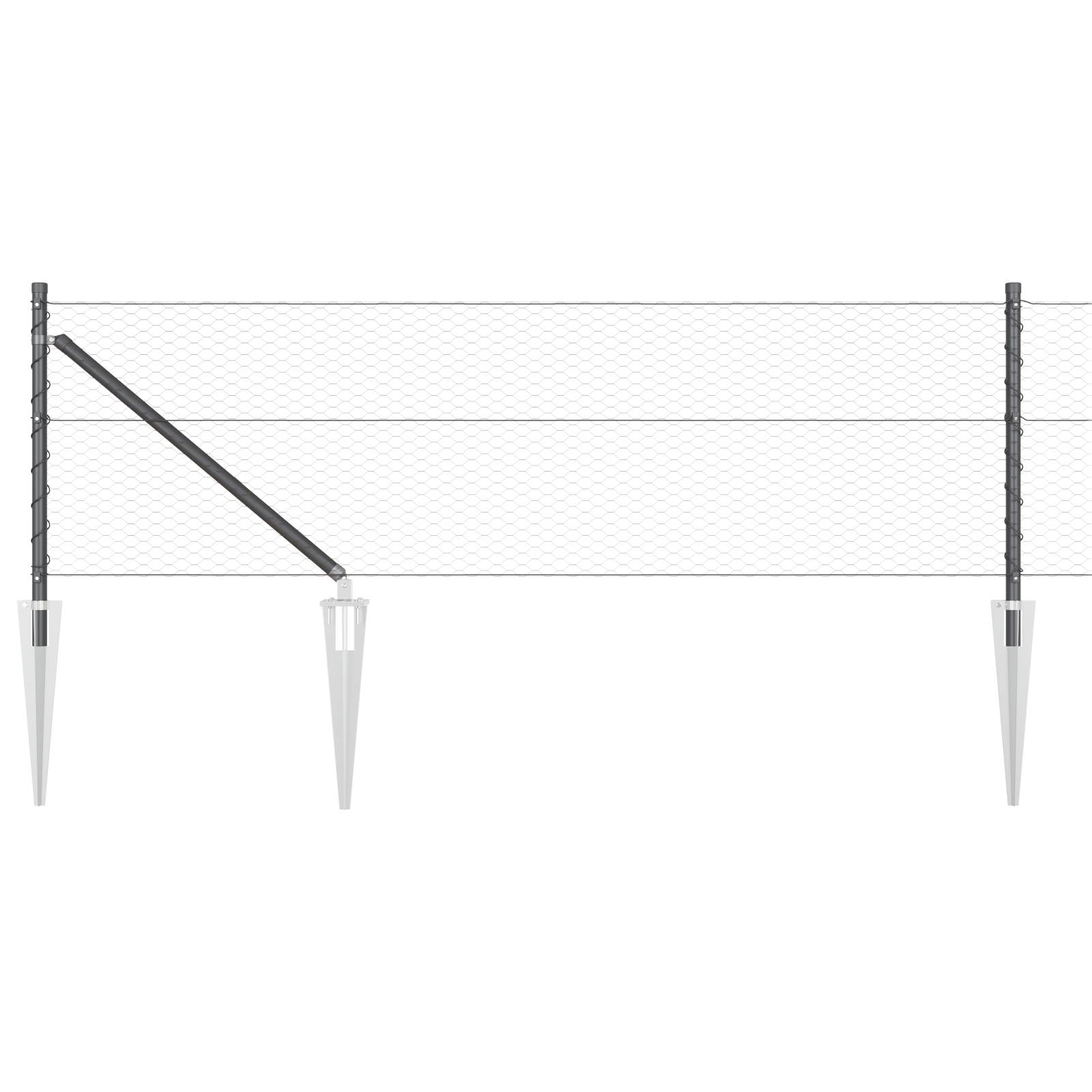 vidaXL Sechseckzaun Grau 0,6x50 m Stahl