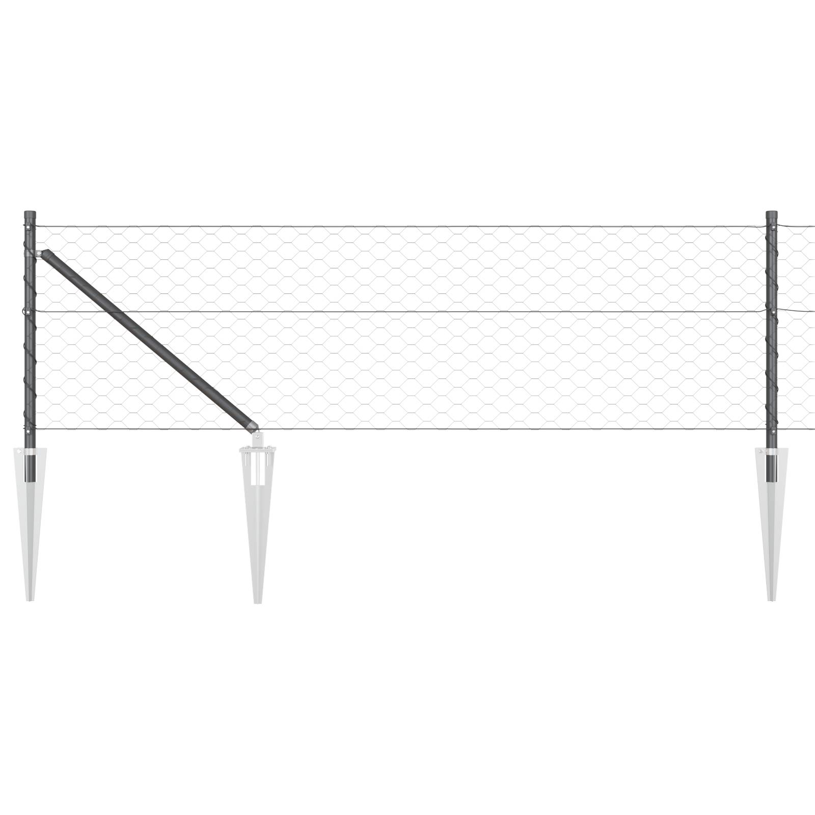 vidaXL Hexagonzaun Grau 0.6x50 m Stahl