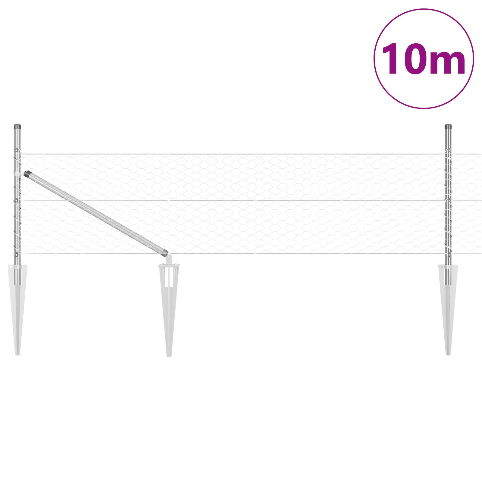 vidaXL Sechskantzaun 0.5x10 m Galvanisierter Stahl