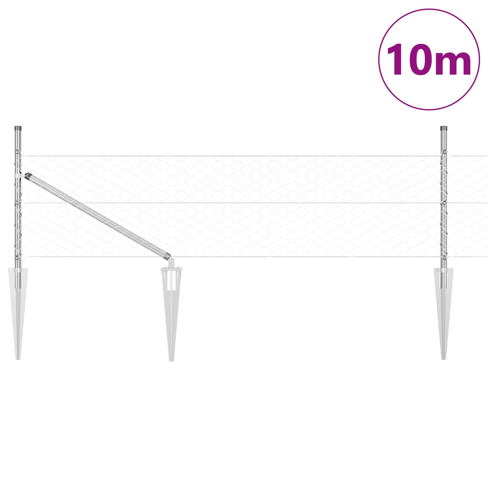 vidaXL Sechseckzaun 0.4x10 m Verzinkter Stahl