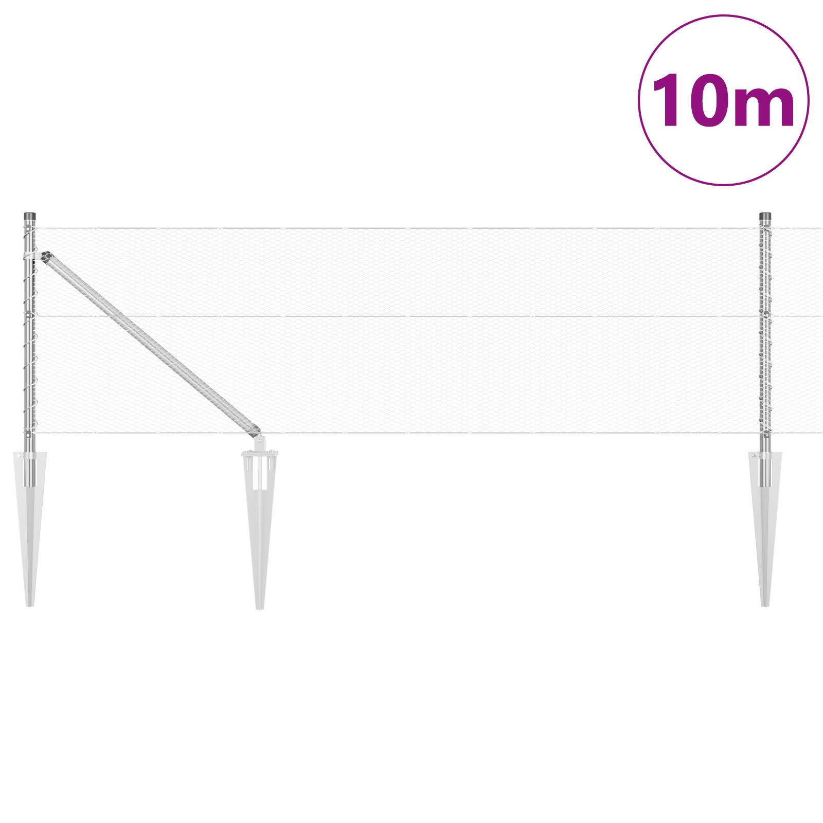 vidaXL Sechseckzaun 0,6x10 m Verzinkter Stahl