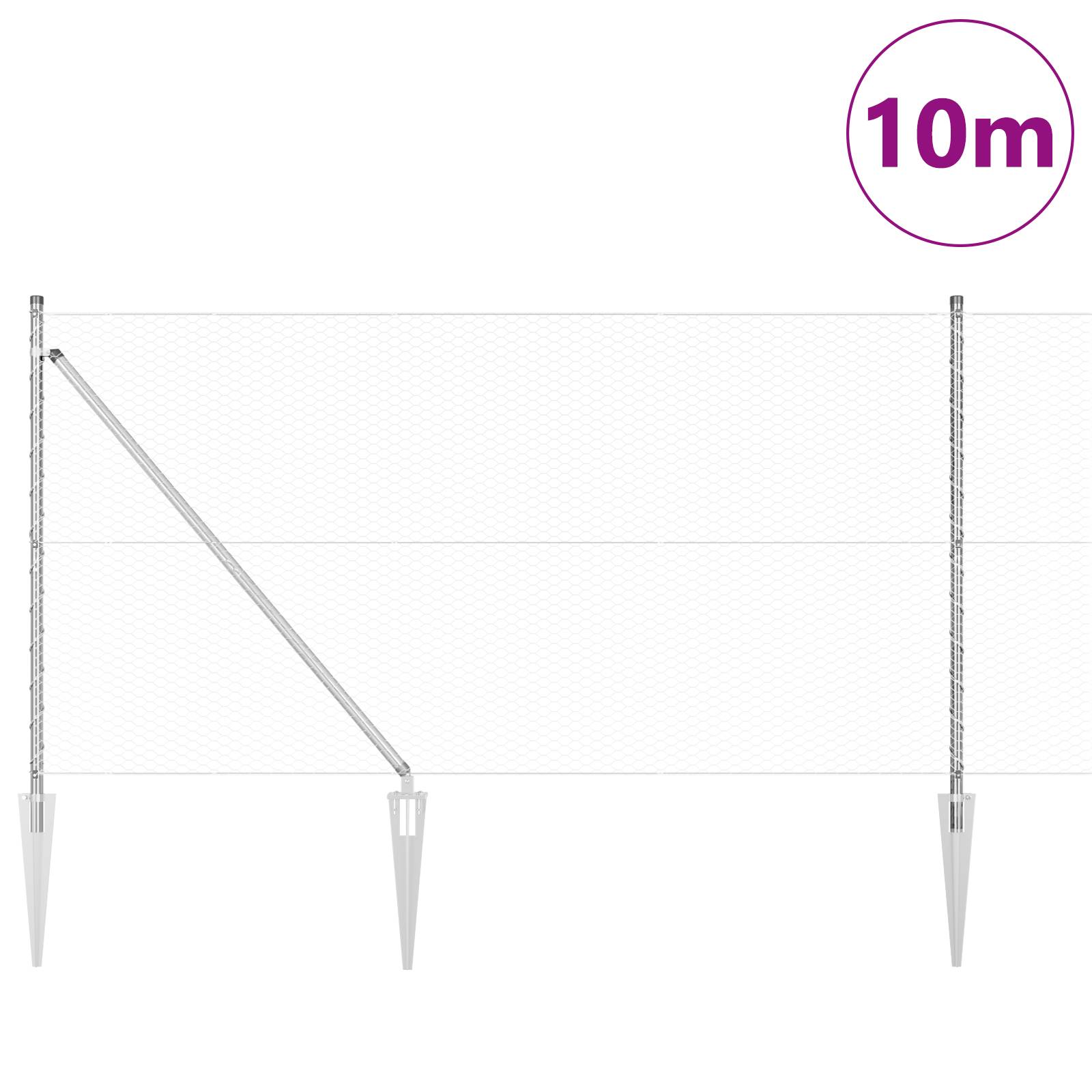 vidaXL Hexagon Zaun 1x10 m Verzinkter Stahl